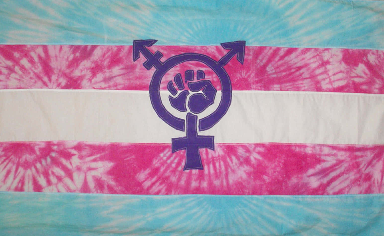 Tie Dye Trans Flag And Symbol Background