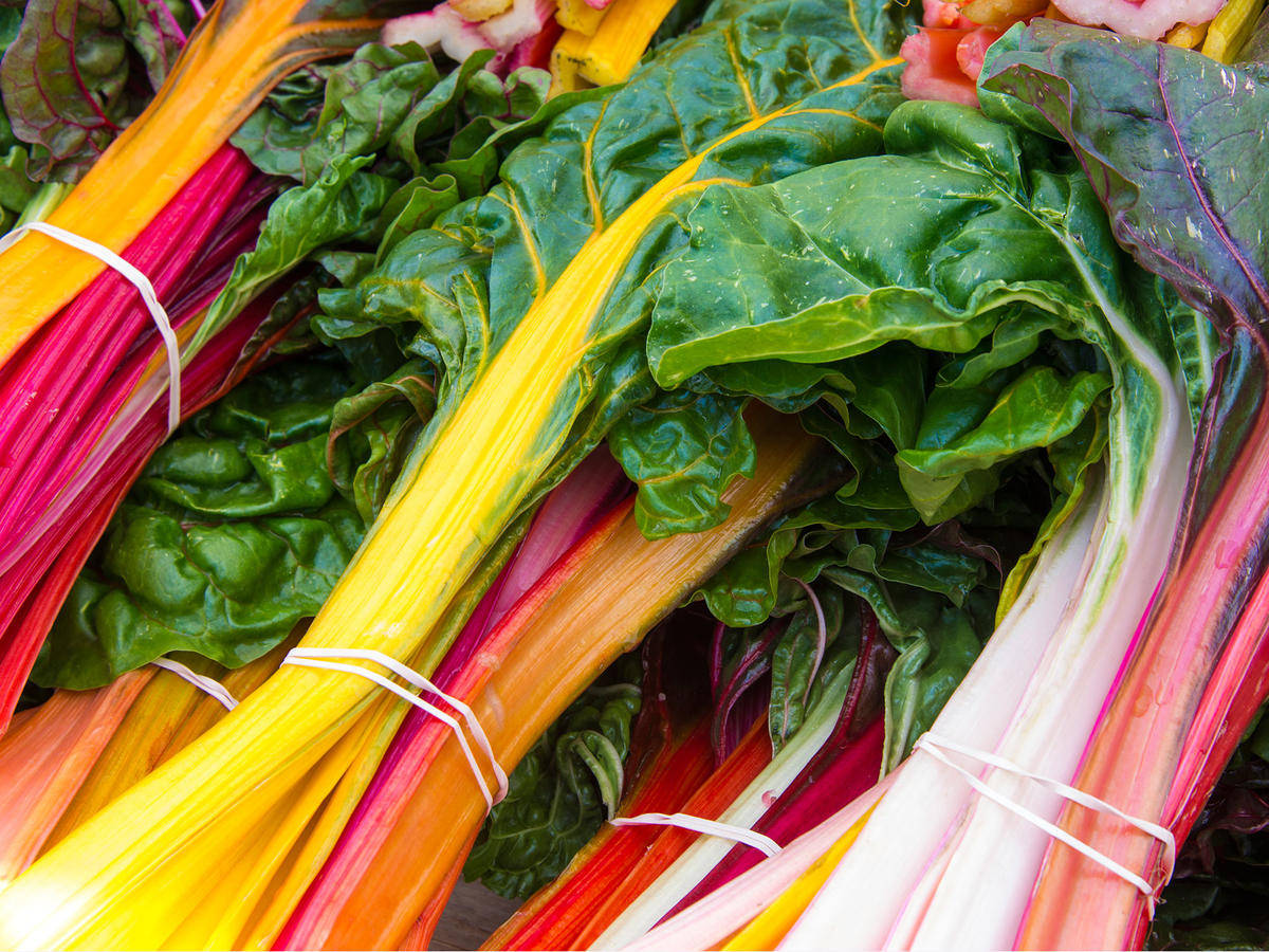 Tied Up Colorful Swiss Chard Vegetables Background