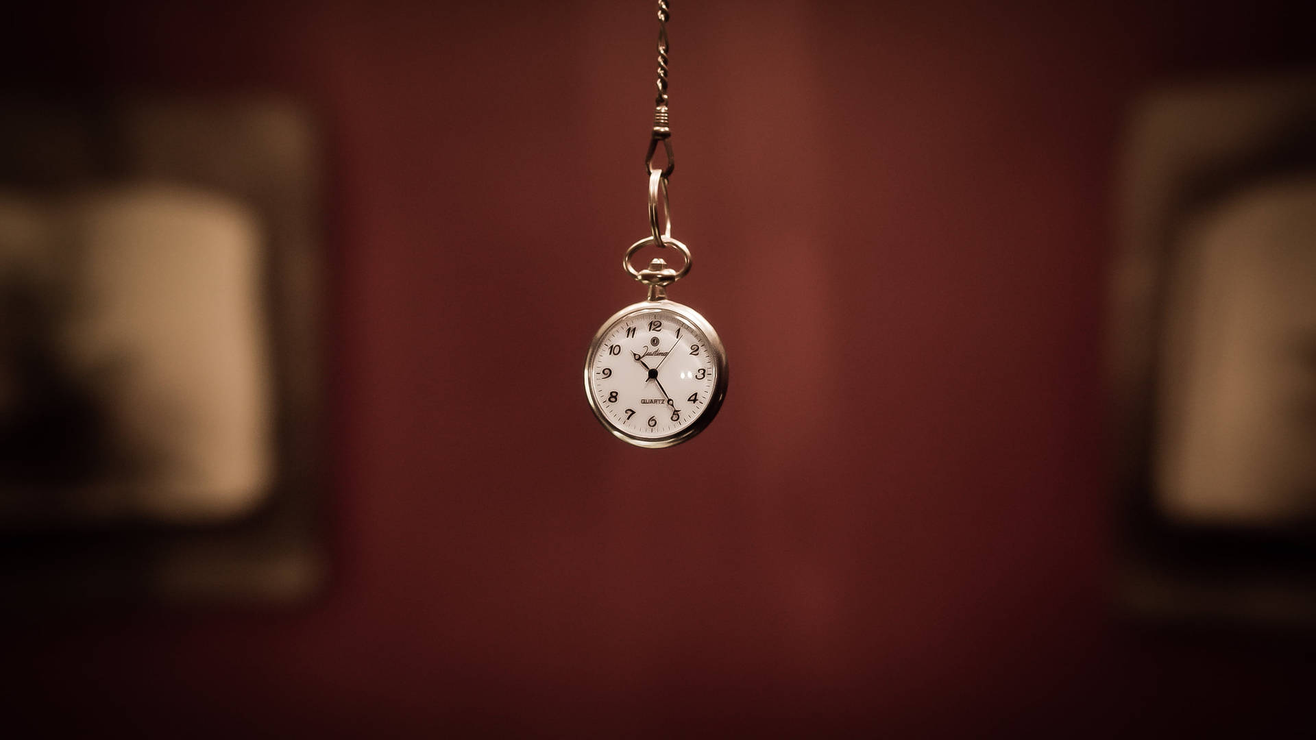 Tiempo Pocket Watch In Blurry Brown Backdrop Background