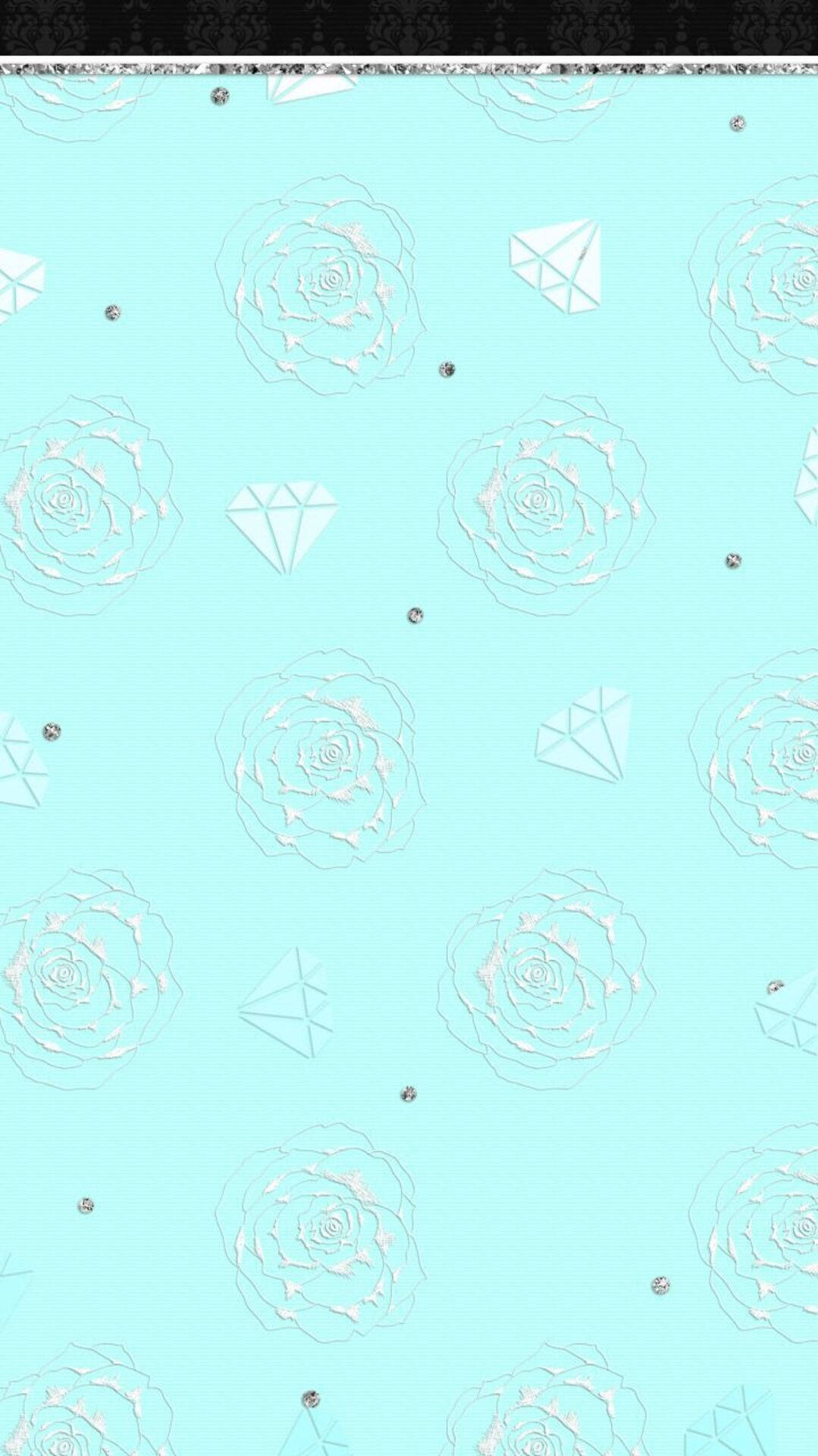 Tiffany Blue Roses And Gems Background