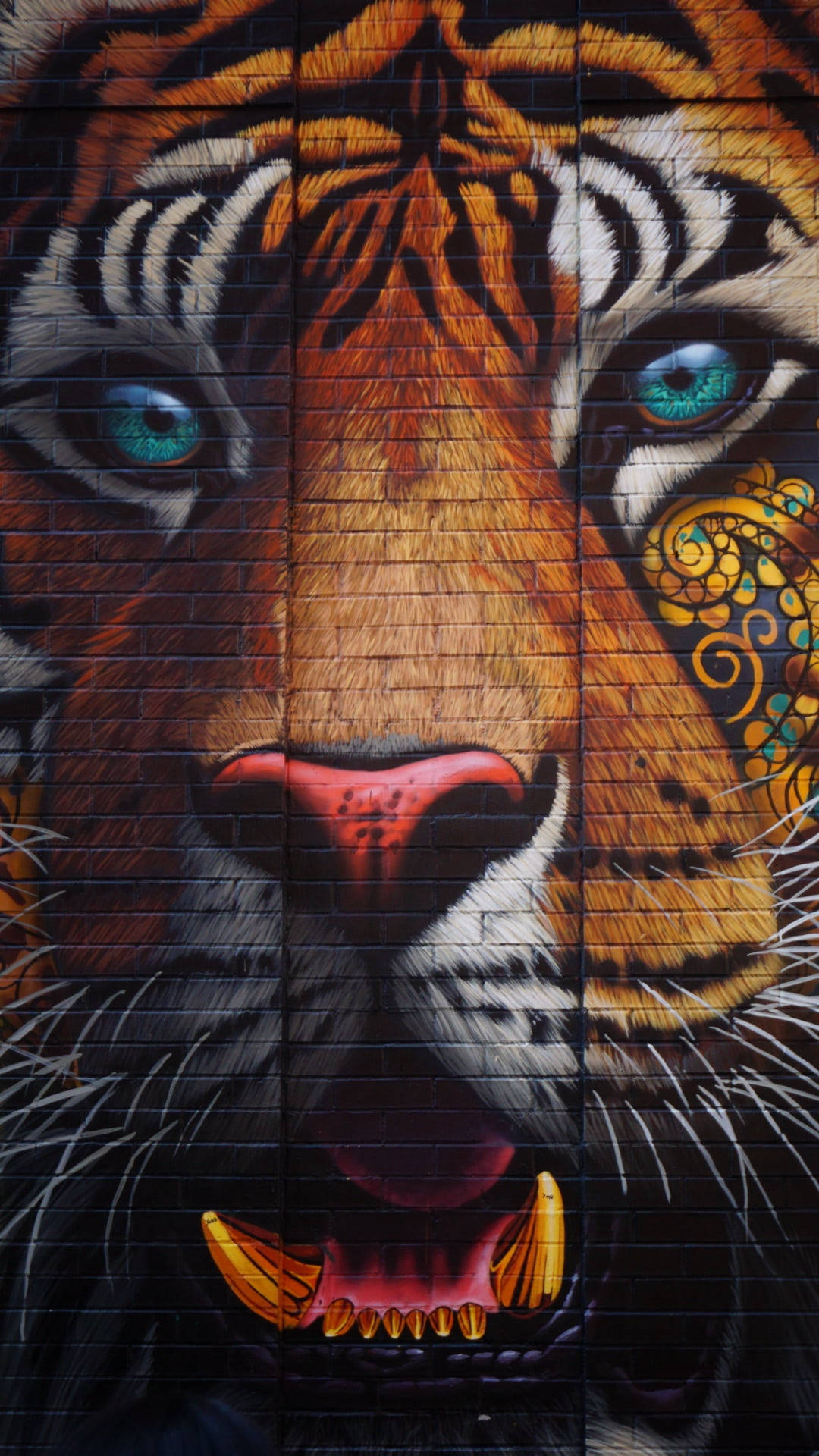 Tiger Face Wall Graffiti Iphone Background