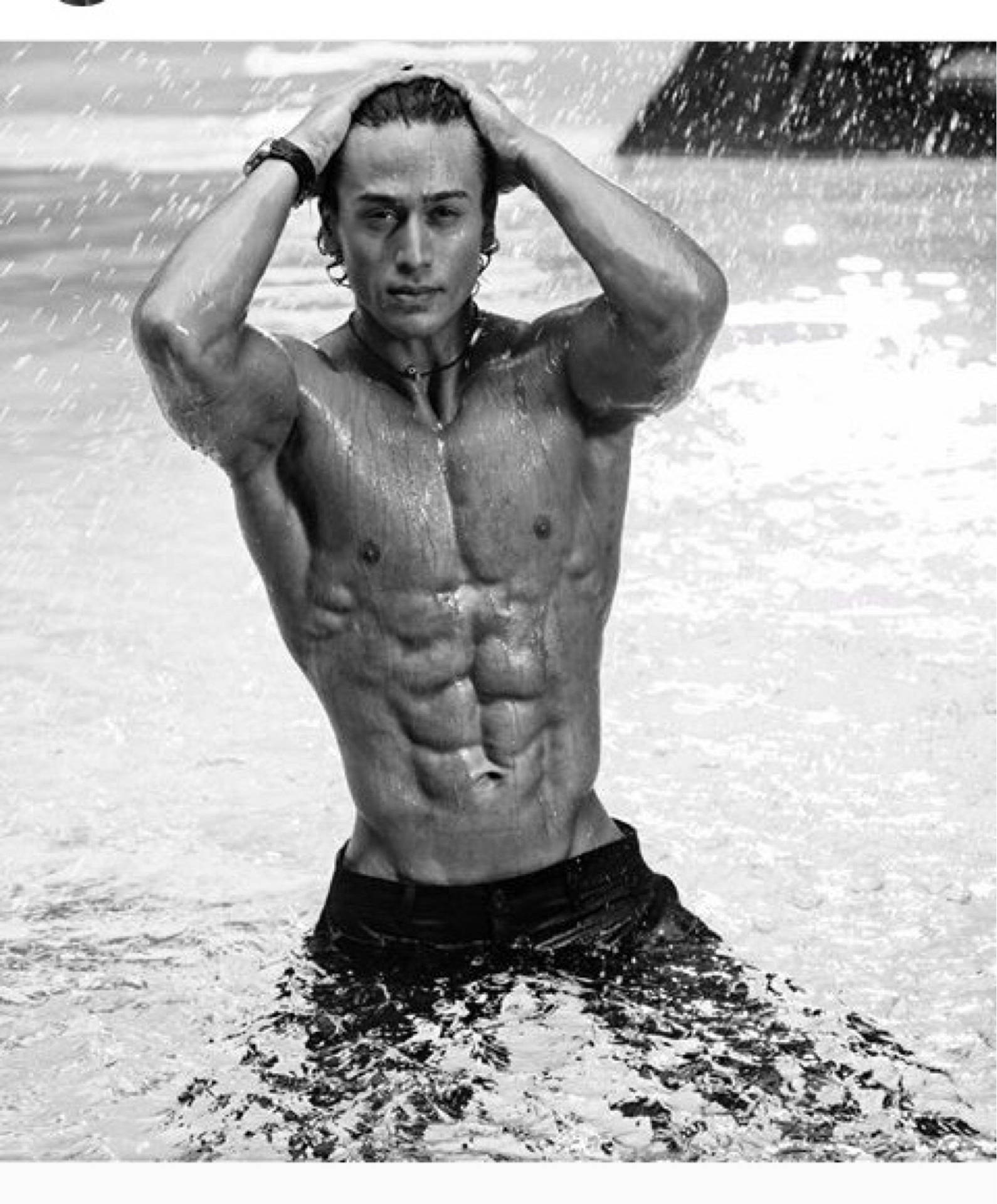 Tiger Shroff Body Monochrome Beach Photoshoot Background