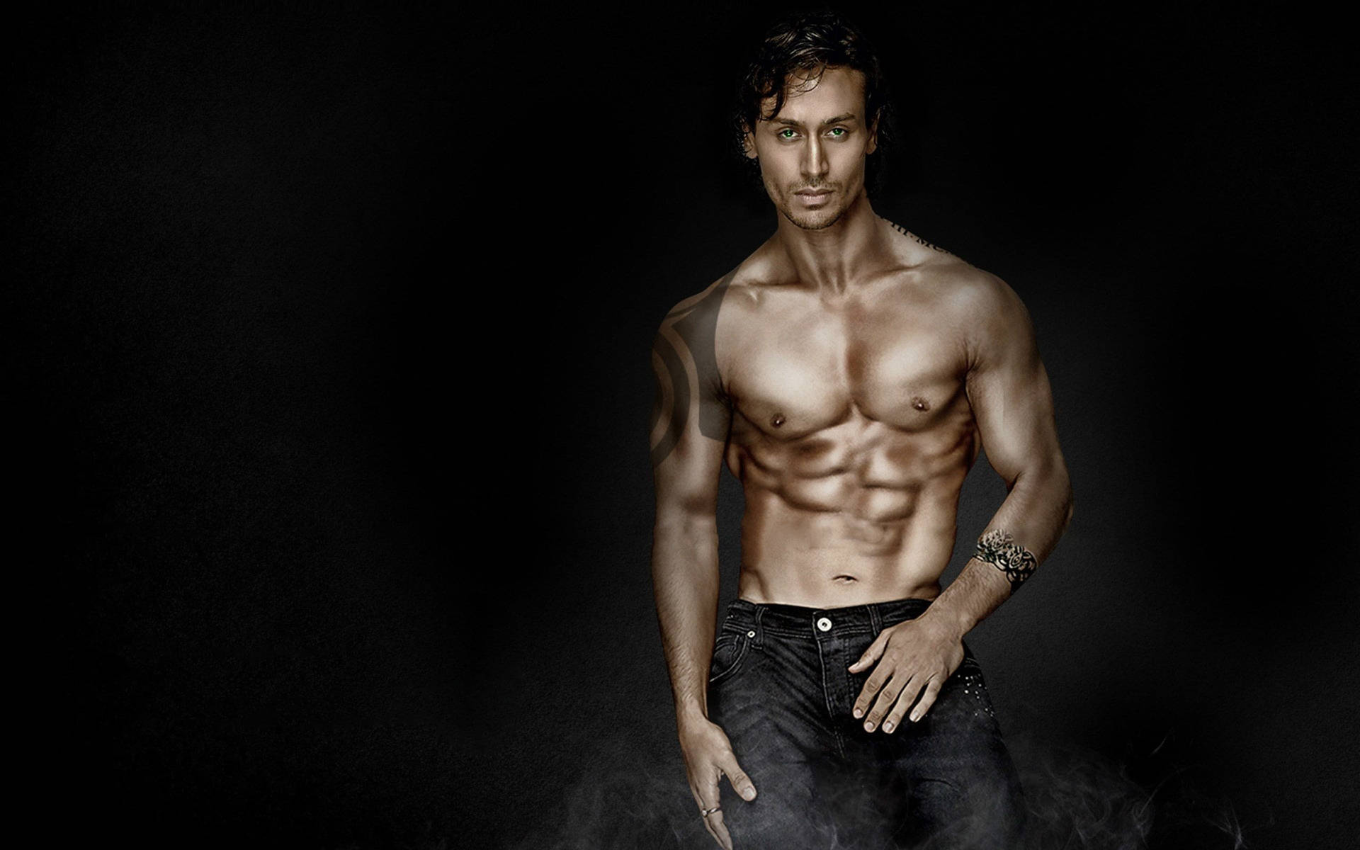 Tiger Shroff Body With Black Background Background