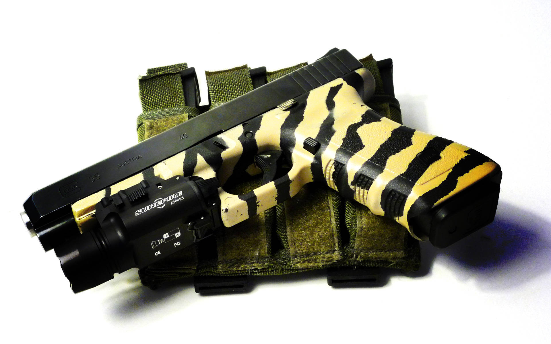 Tiger Stripe Glock Hand Gun Background