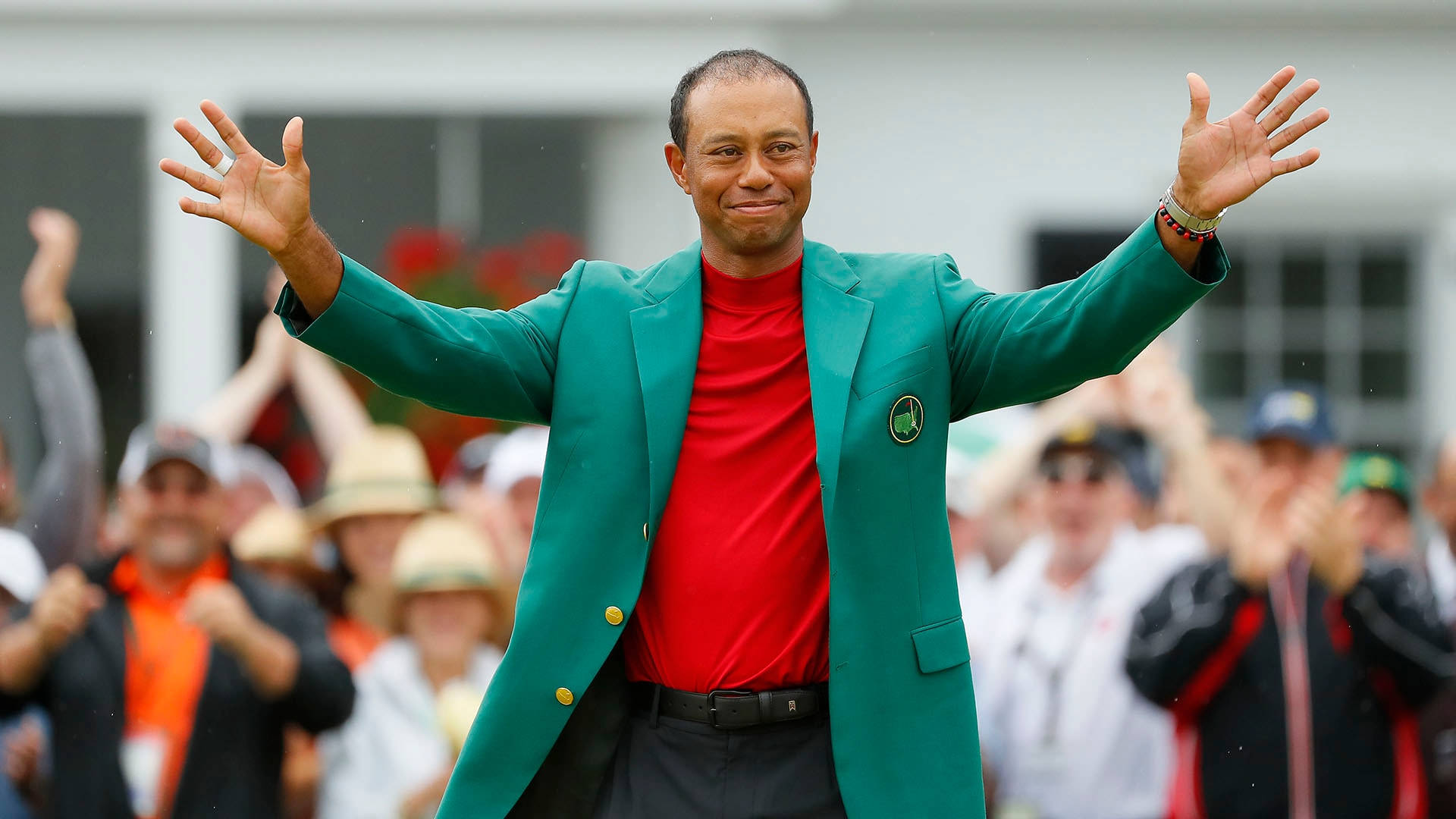 Tiger Woods Masters Green Coat Background