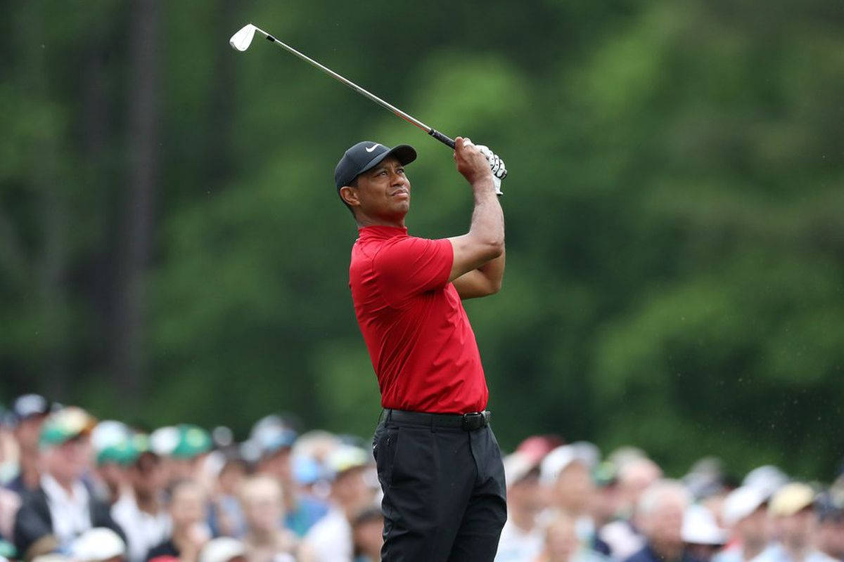 Tiger Woods Masters Staring Distance Background