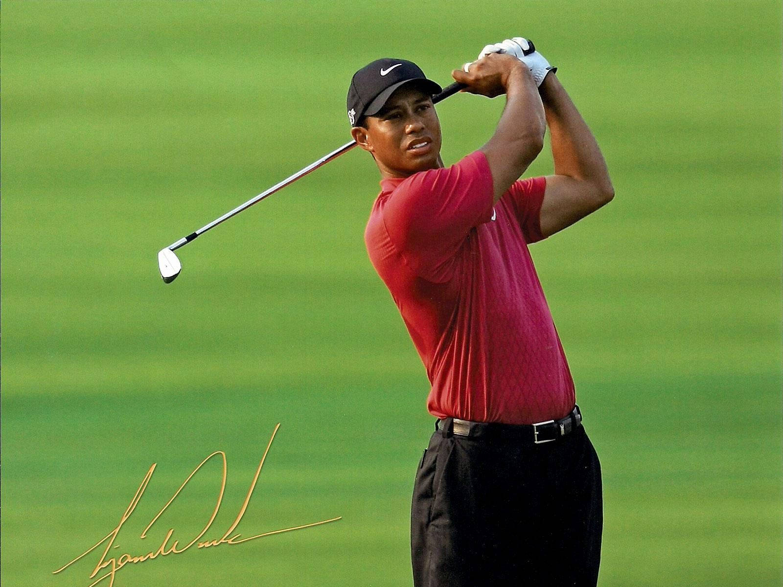 Tiger Woods Masters Swinging Signature Background