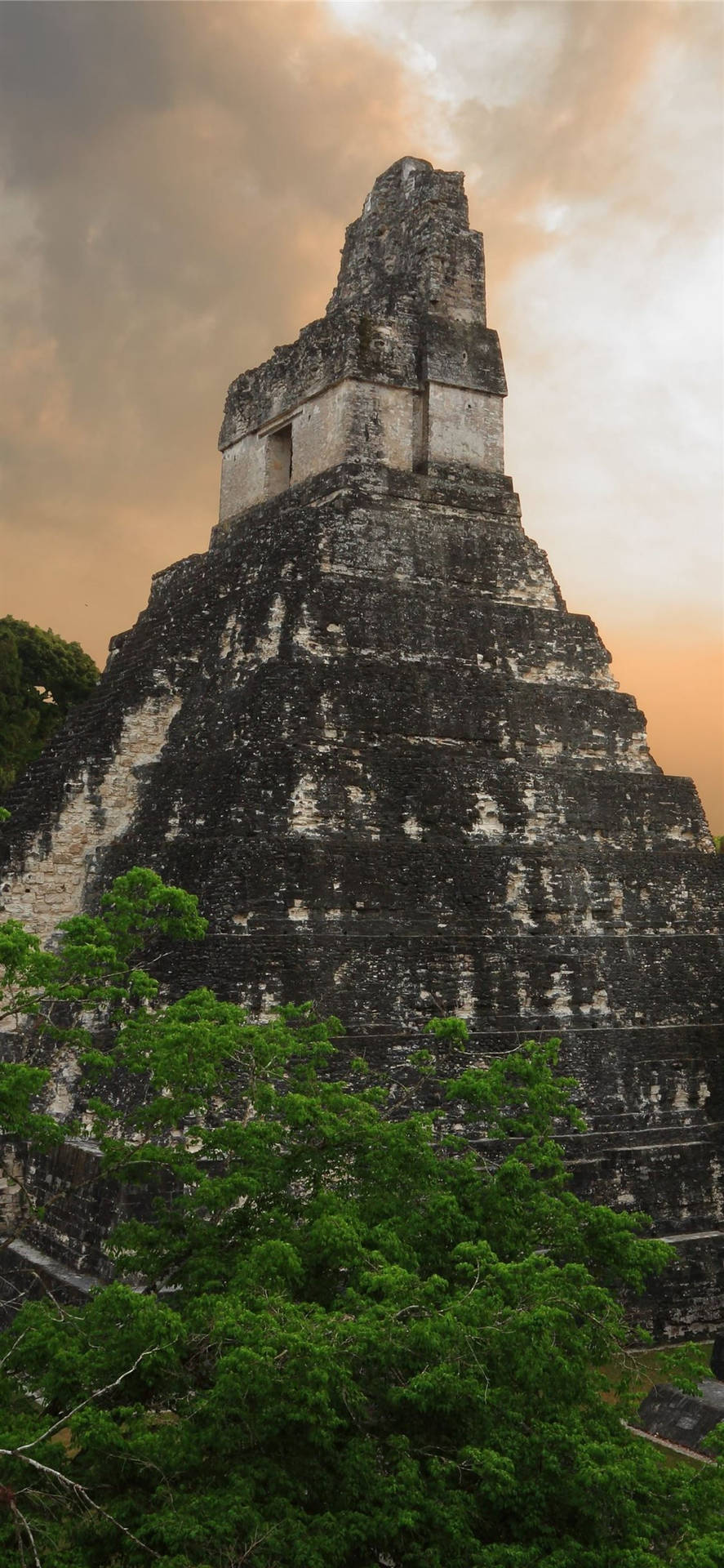 Tikal Orange Sky Background