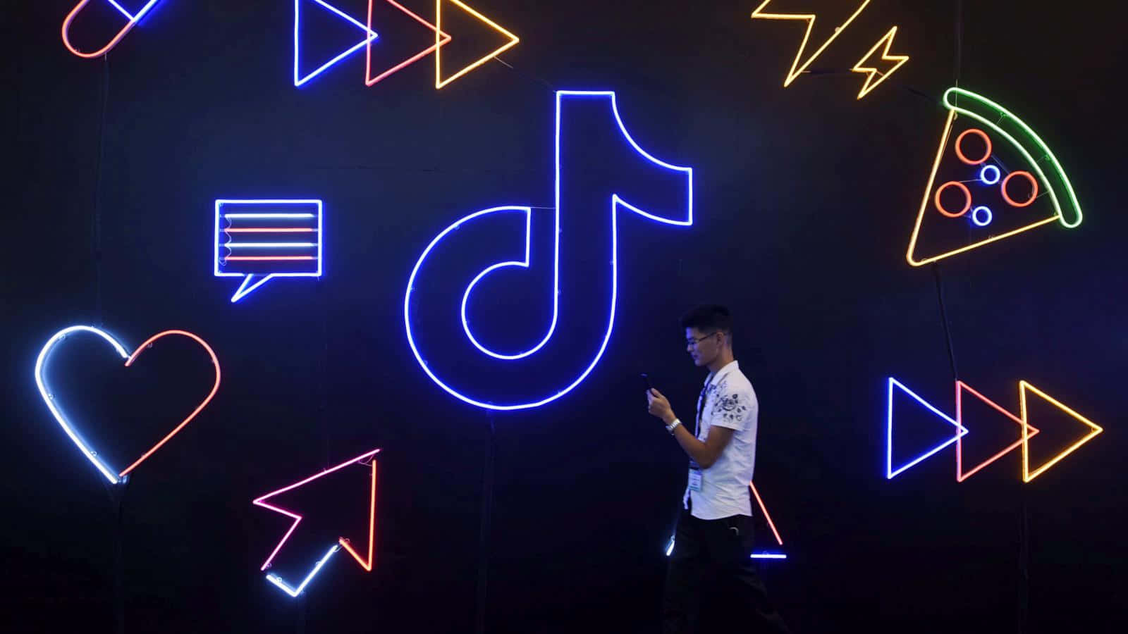 Tiktok Aesthetics Neon Logo Background