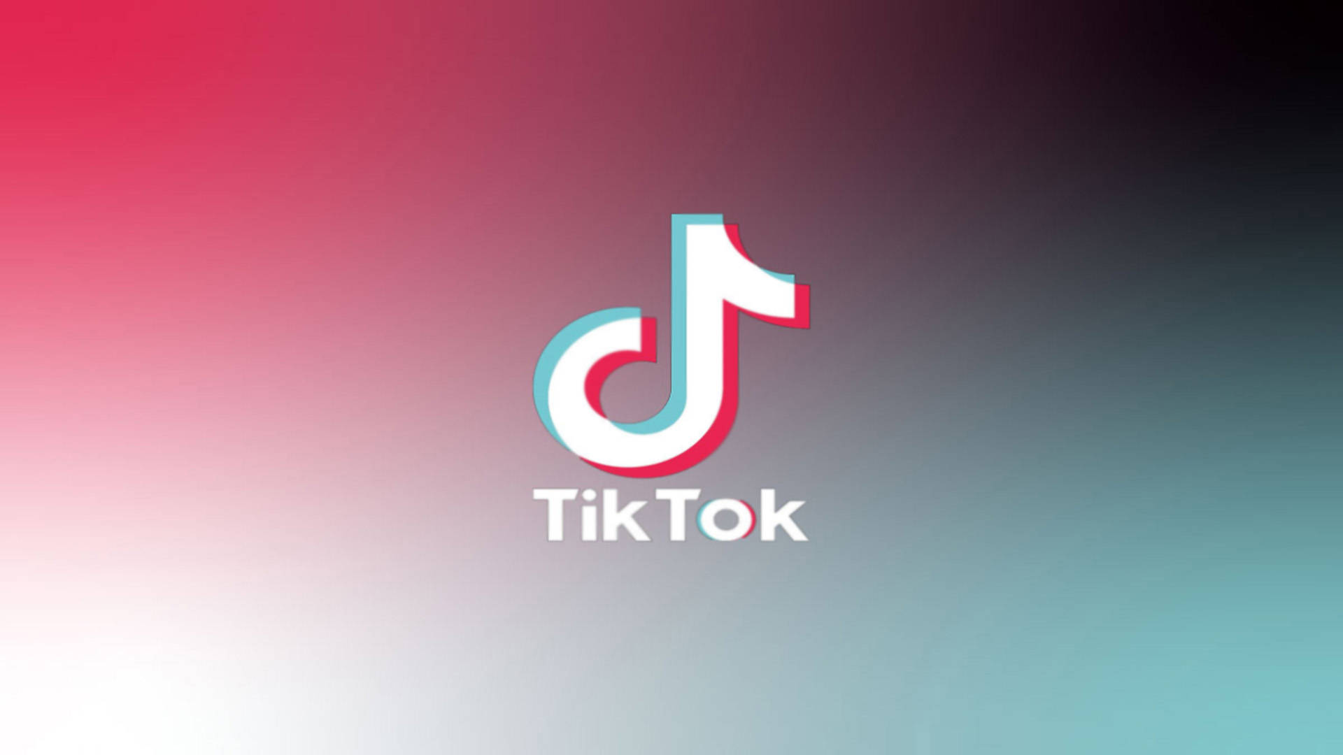 Tiktok Logo Red Teal Gradient Background