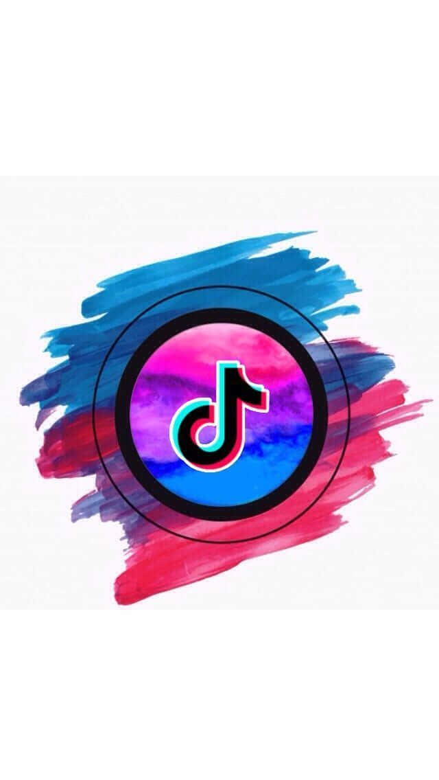 Tiktok Logo With A Blue And Pink Background Background