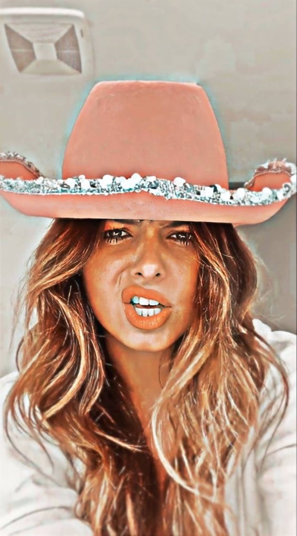 Tiktok Personality Addison Rae Pfp In Cowgirl Hat Background