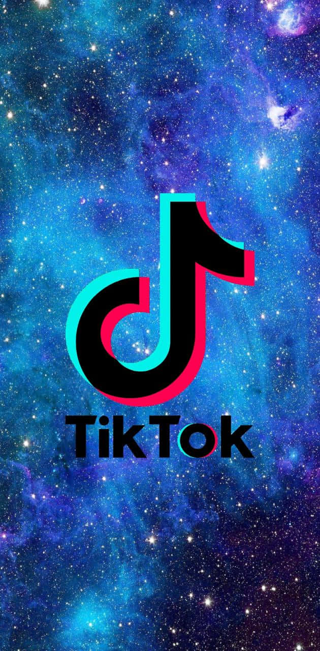 Tiktok's Vibrant Colorful Logo Against A Black Backdrop Background
