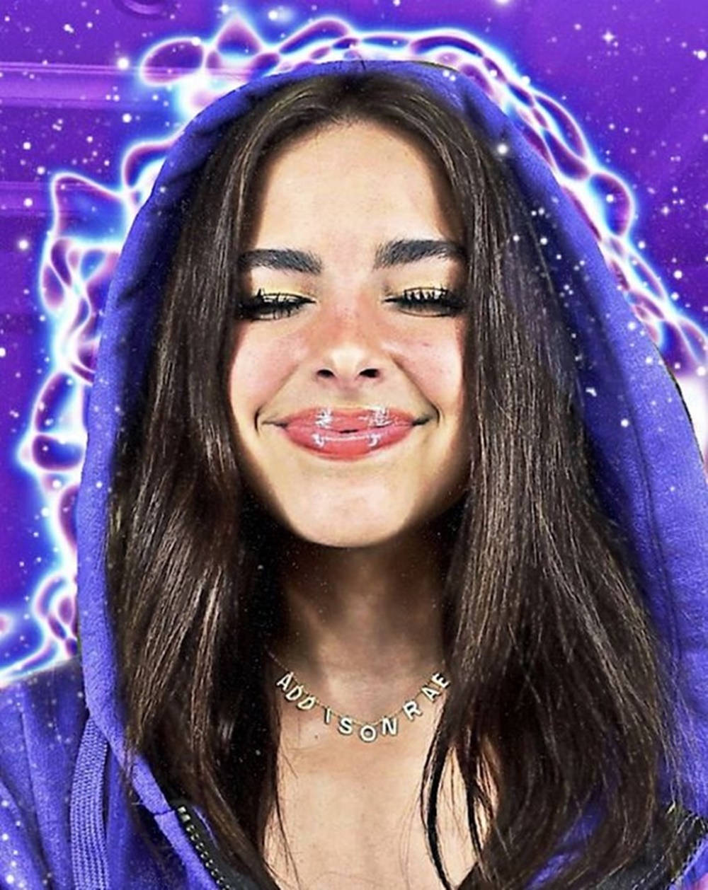 Tiktok Star Addison Rae Pfp In Purple Waves Background