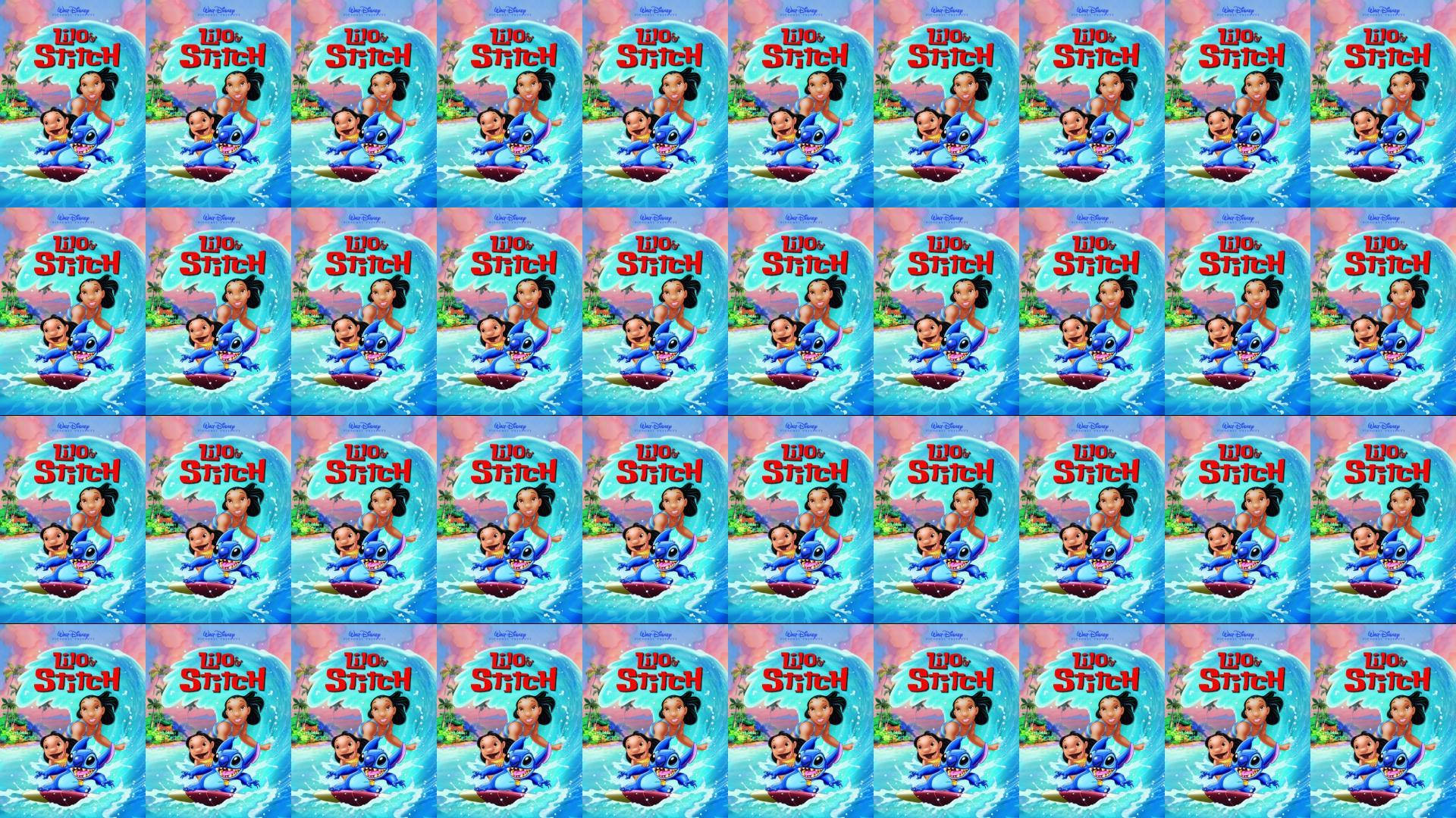 Tiled Photo Collage Of Lilo Stitch Background