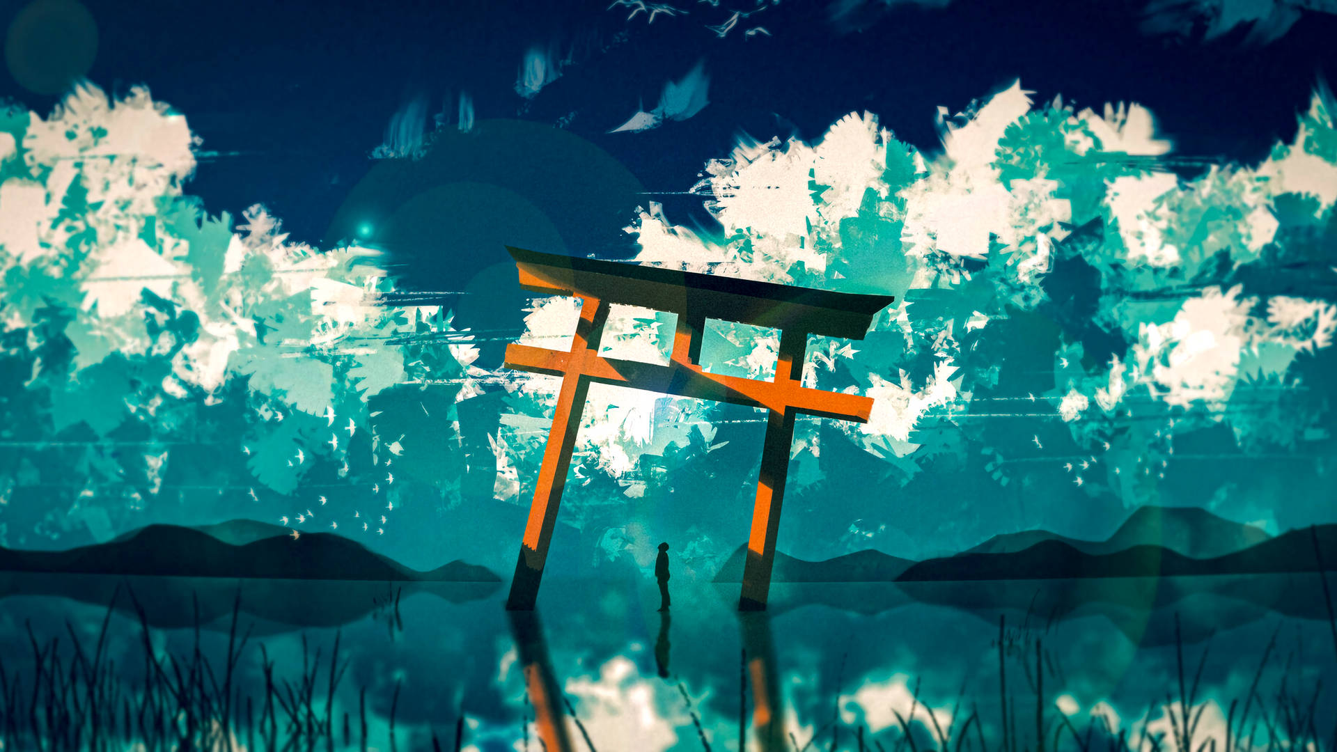 Tilting Torii Gate Background