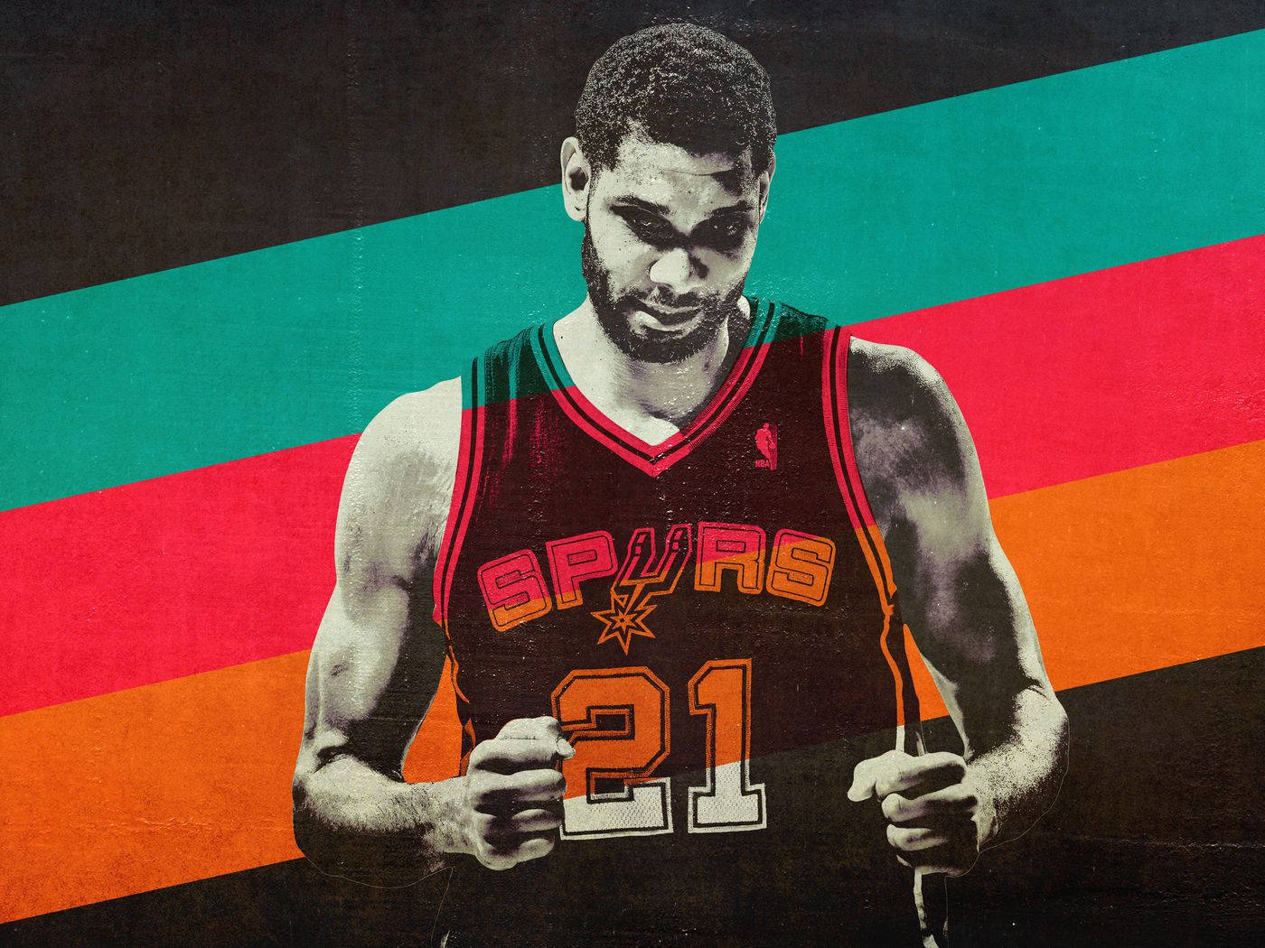 Tim Duncan Green Orange Art Background