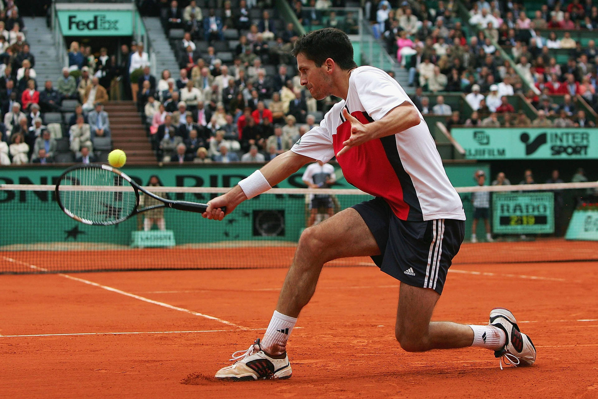 Tim Henman Reaching Ball Background