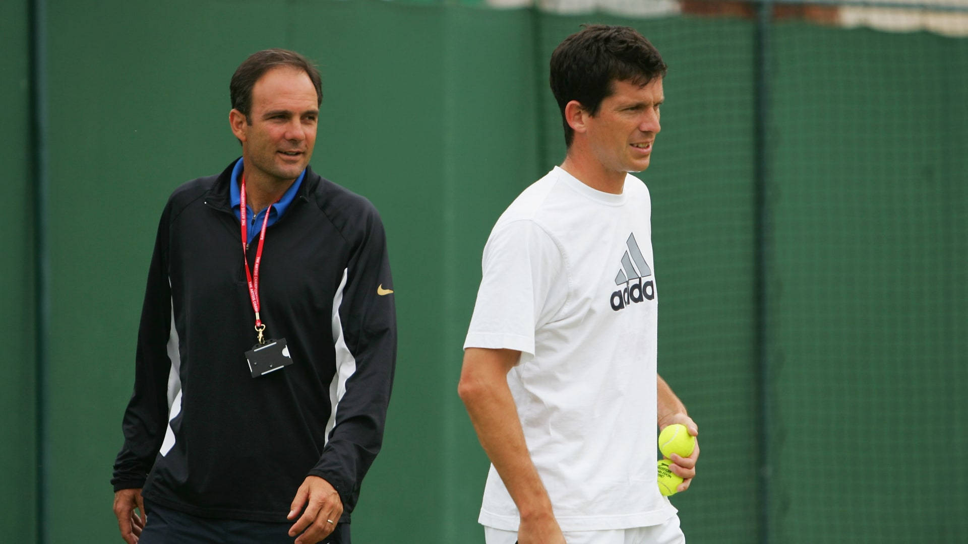 Tim Henman With Paul Annacone Background