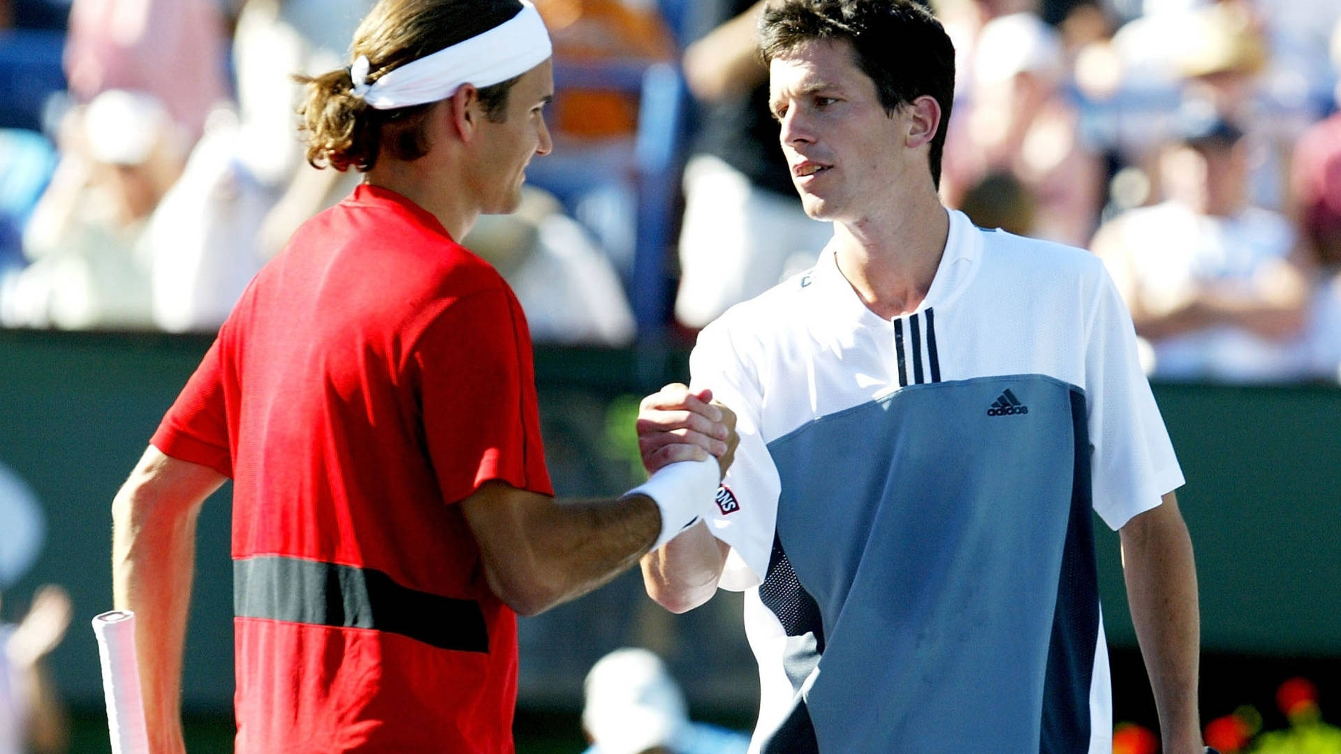 Tim Henman With Roger Federer Background