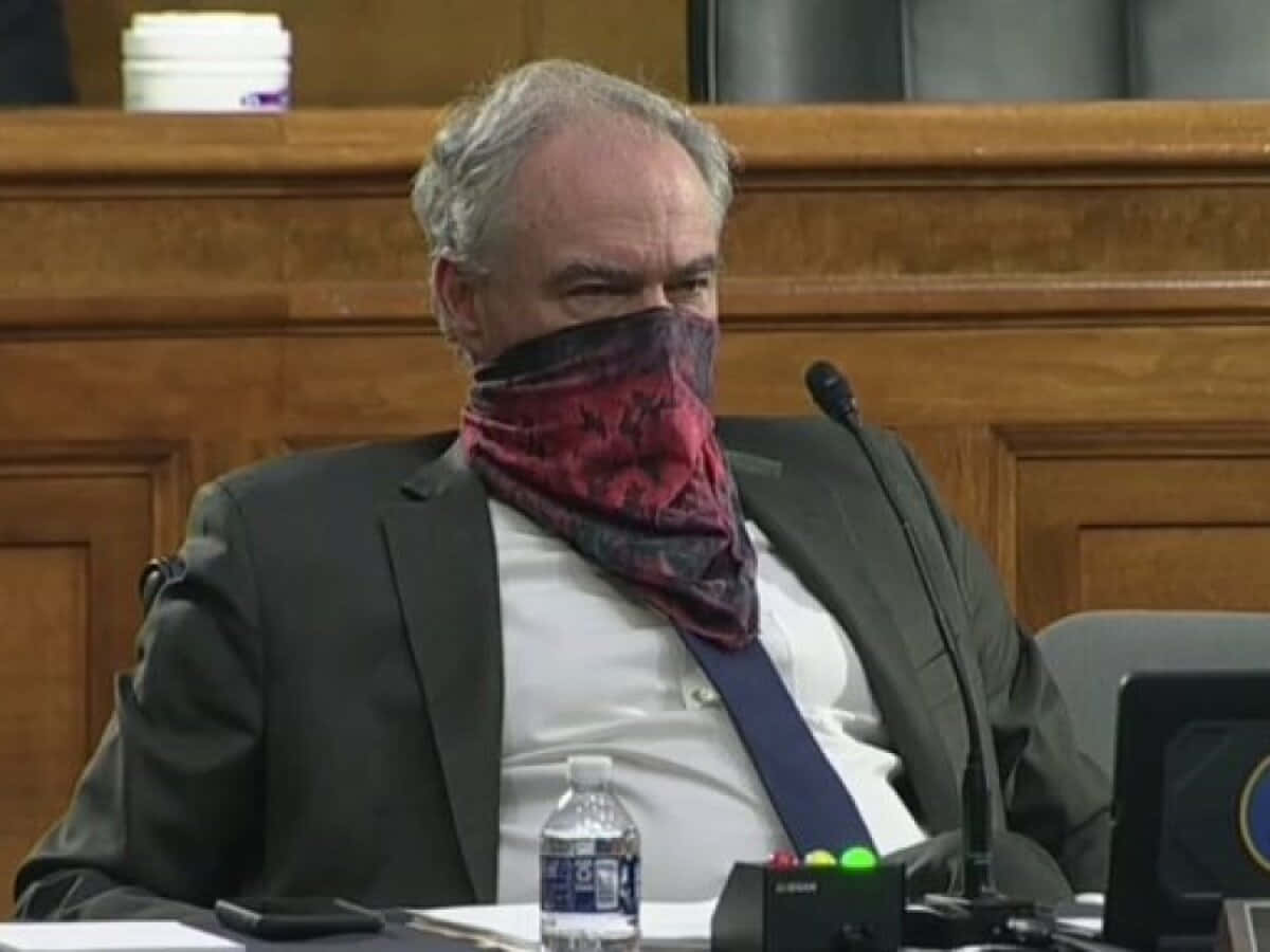 Tim Kaine With Face Mask Bandana Background