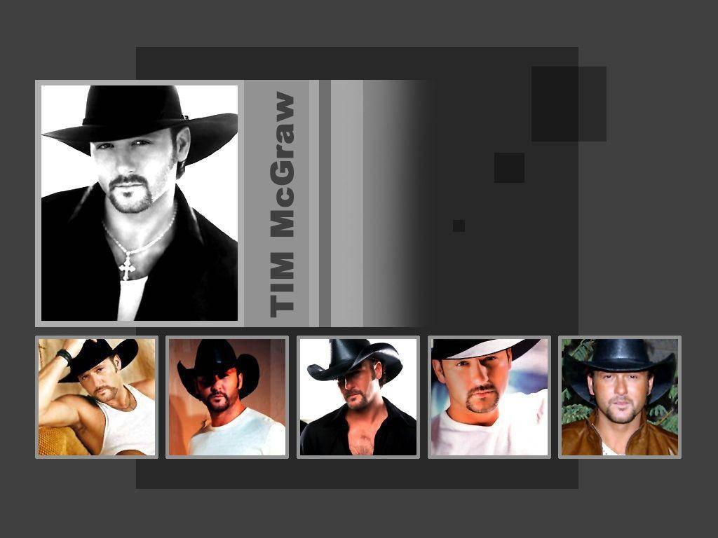 Tim Mcgraw Collage On Gray Abstract Backdrop Background