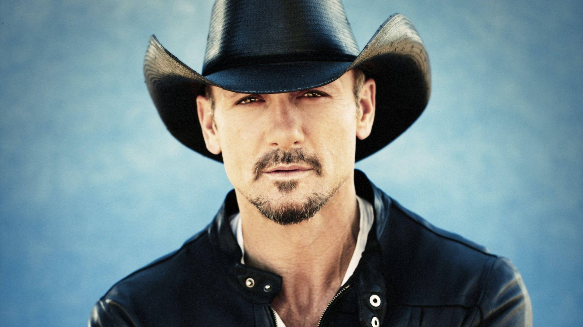 Tim Mcgraw Leather Jacket Cowboy Hat Background