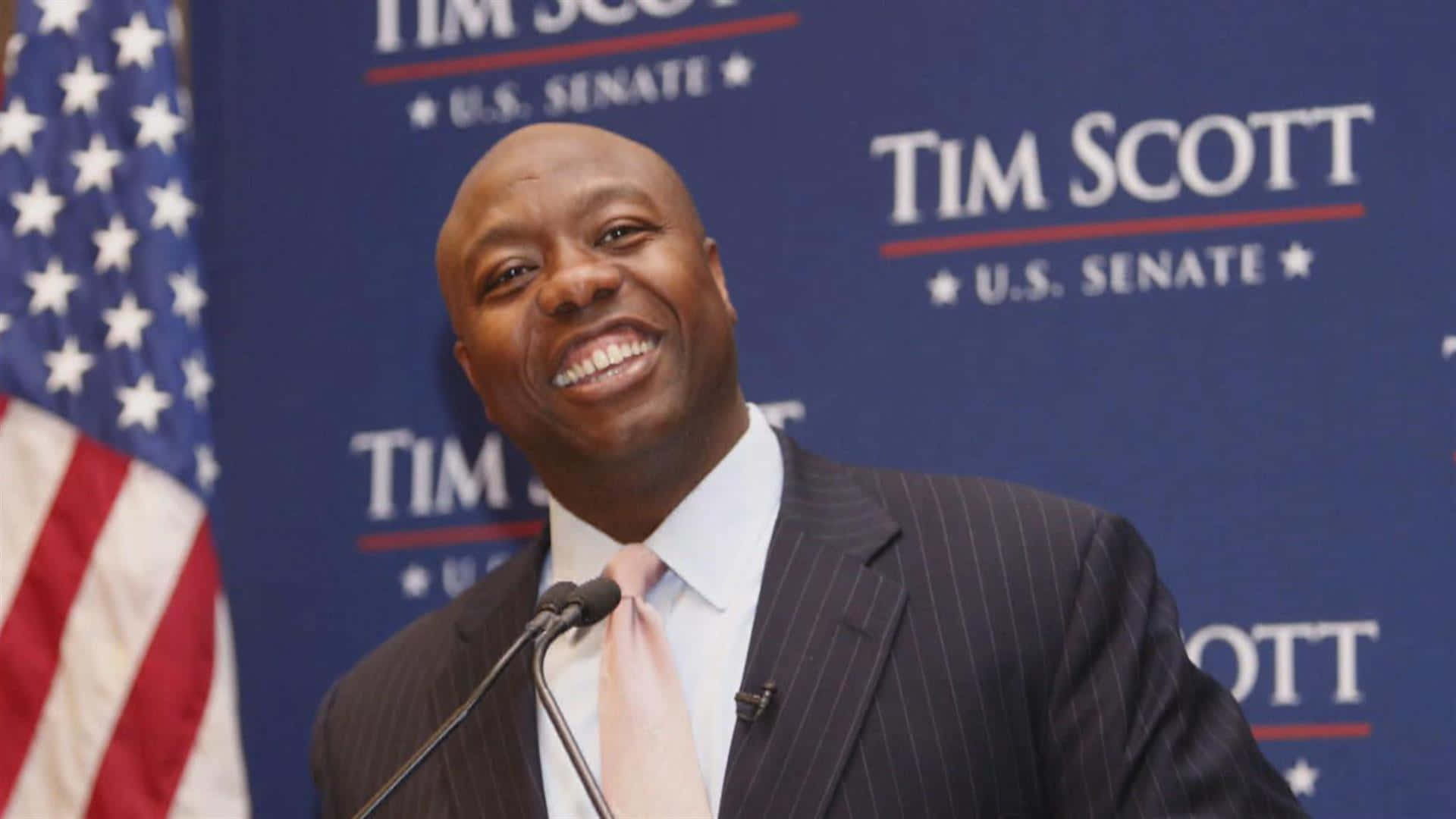 Tim Scott In A Big Smile Background