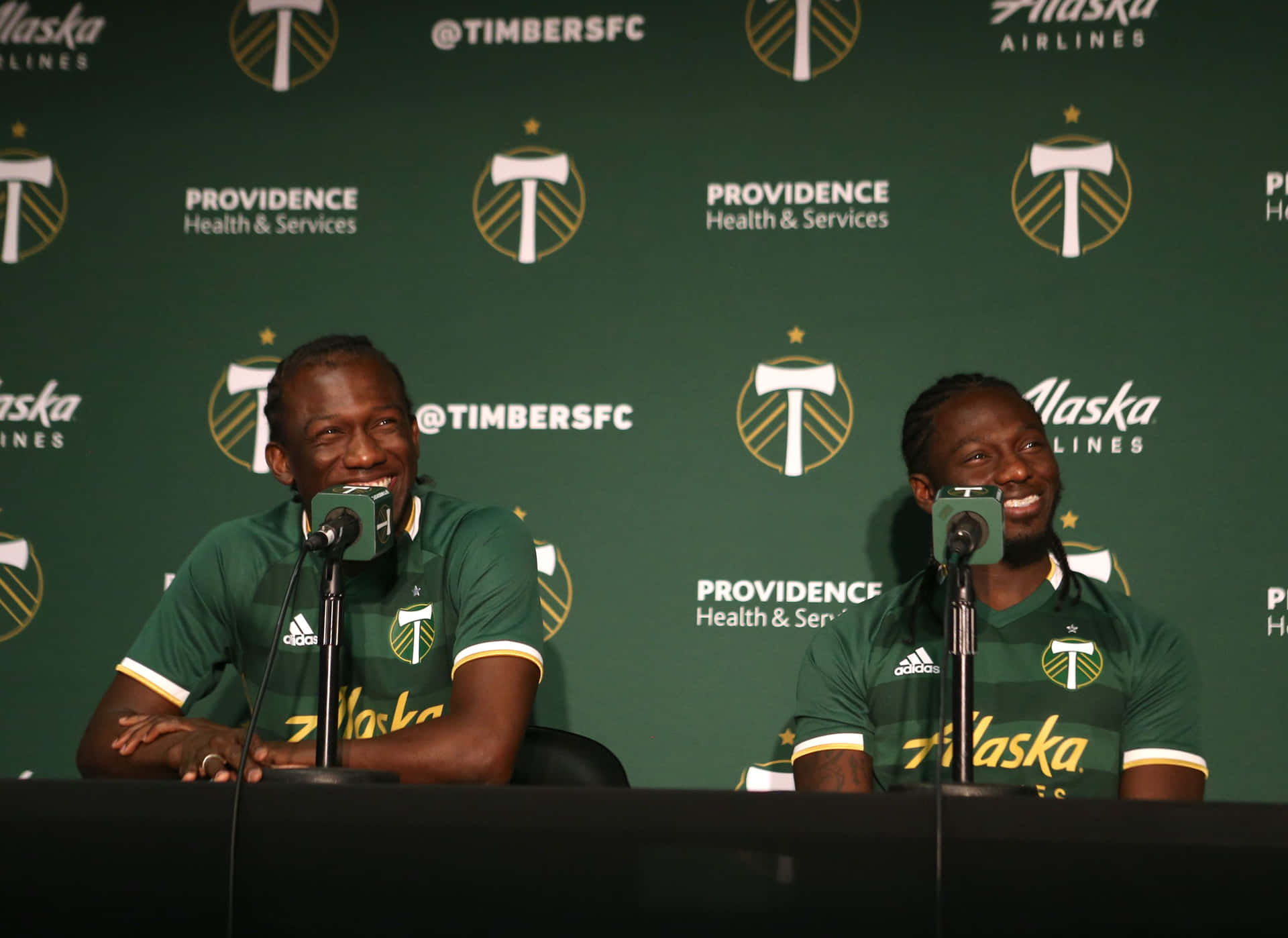 Timbers Players Press Conference Smiling Background