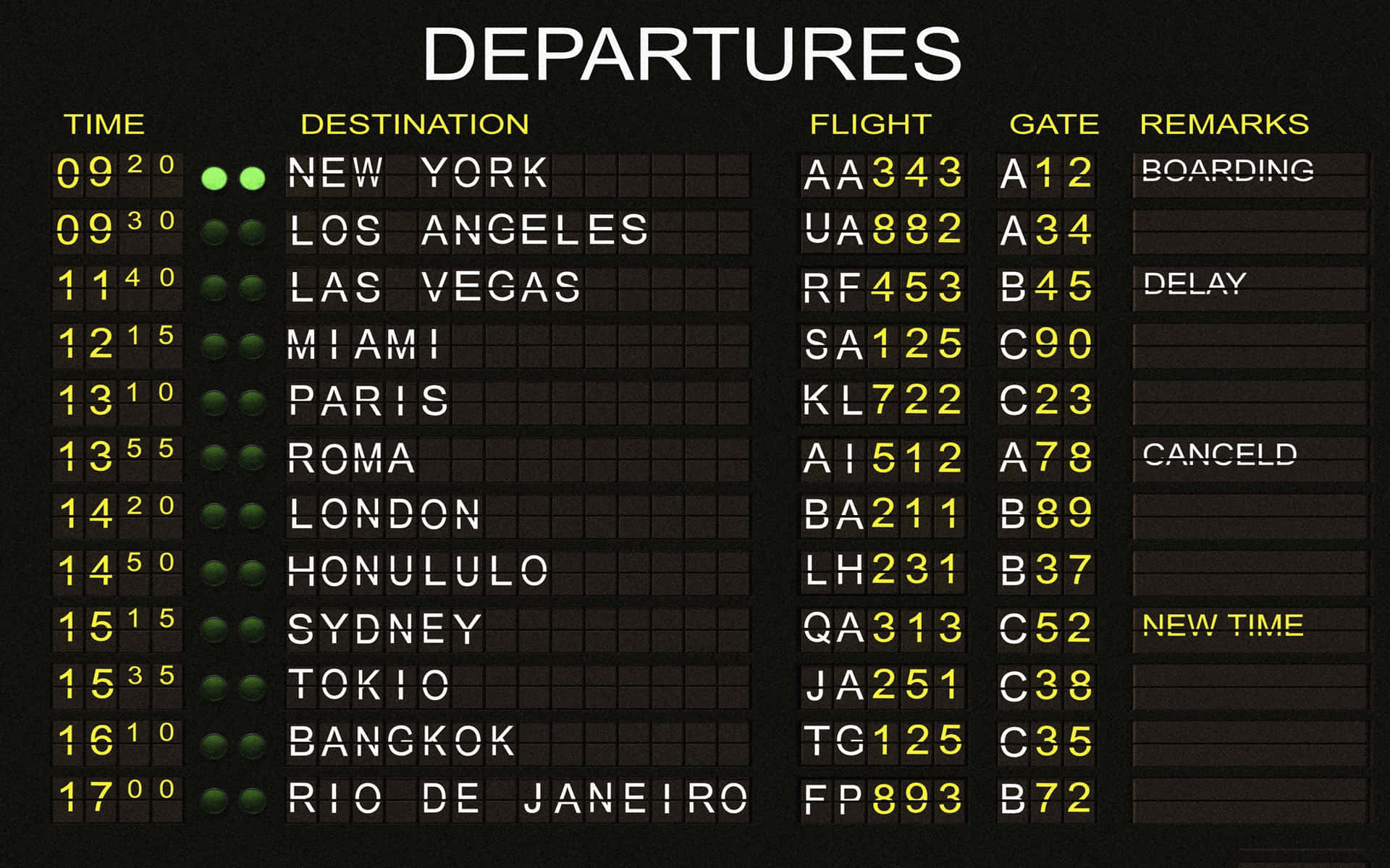 Time And Destination Airport Departure Timetable Background