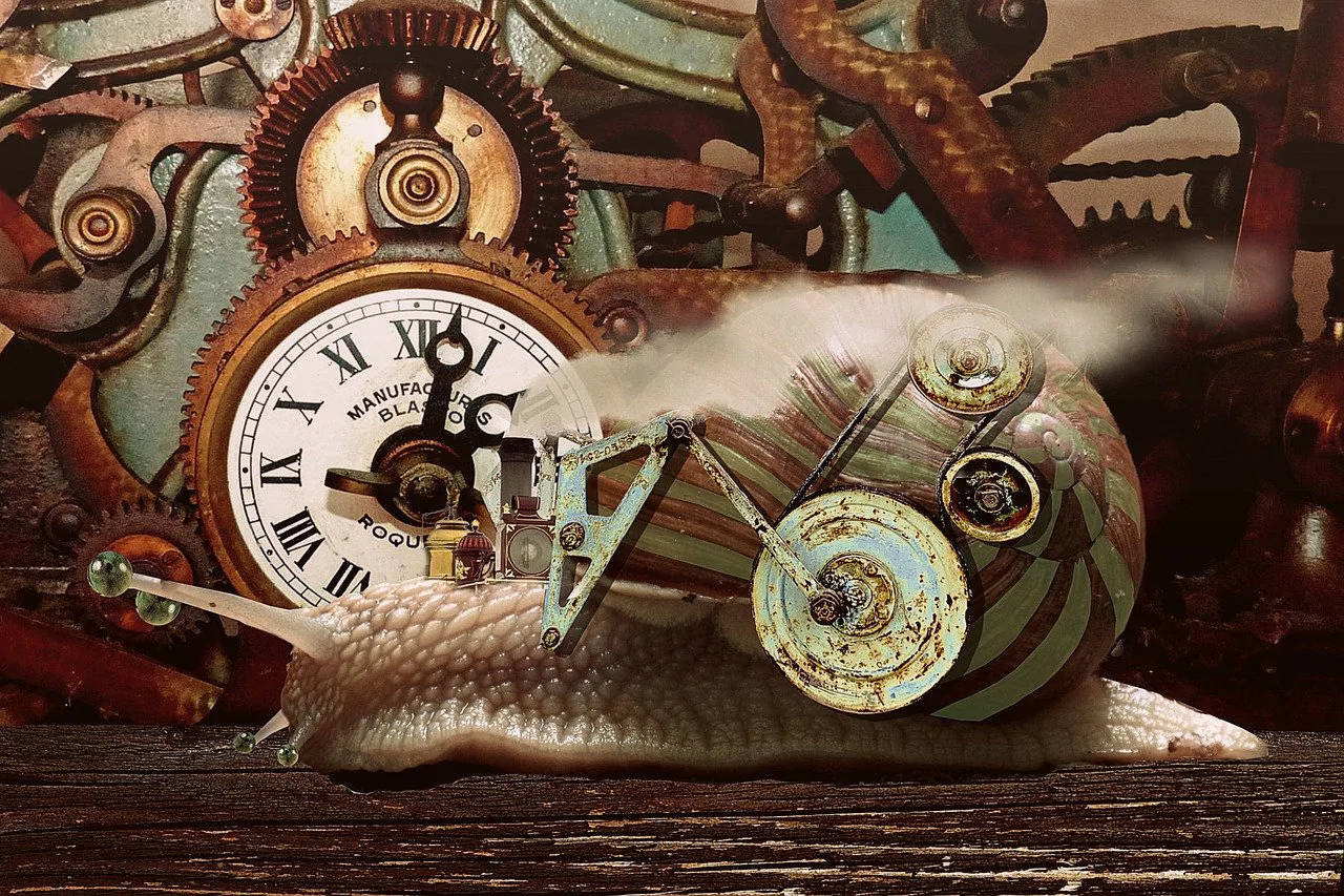 Time And Steampunk Snail Background
