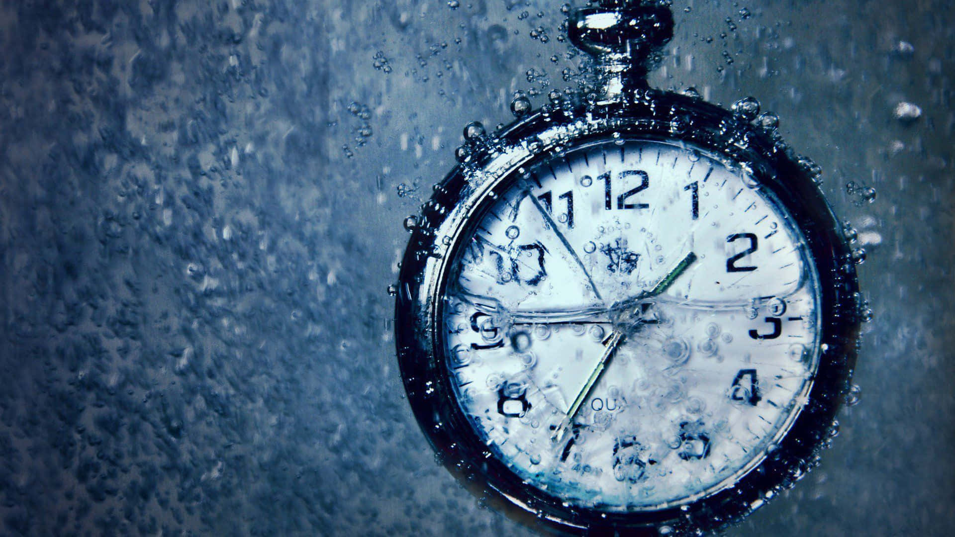 Time Clock In Water Background