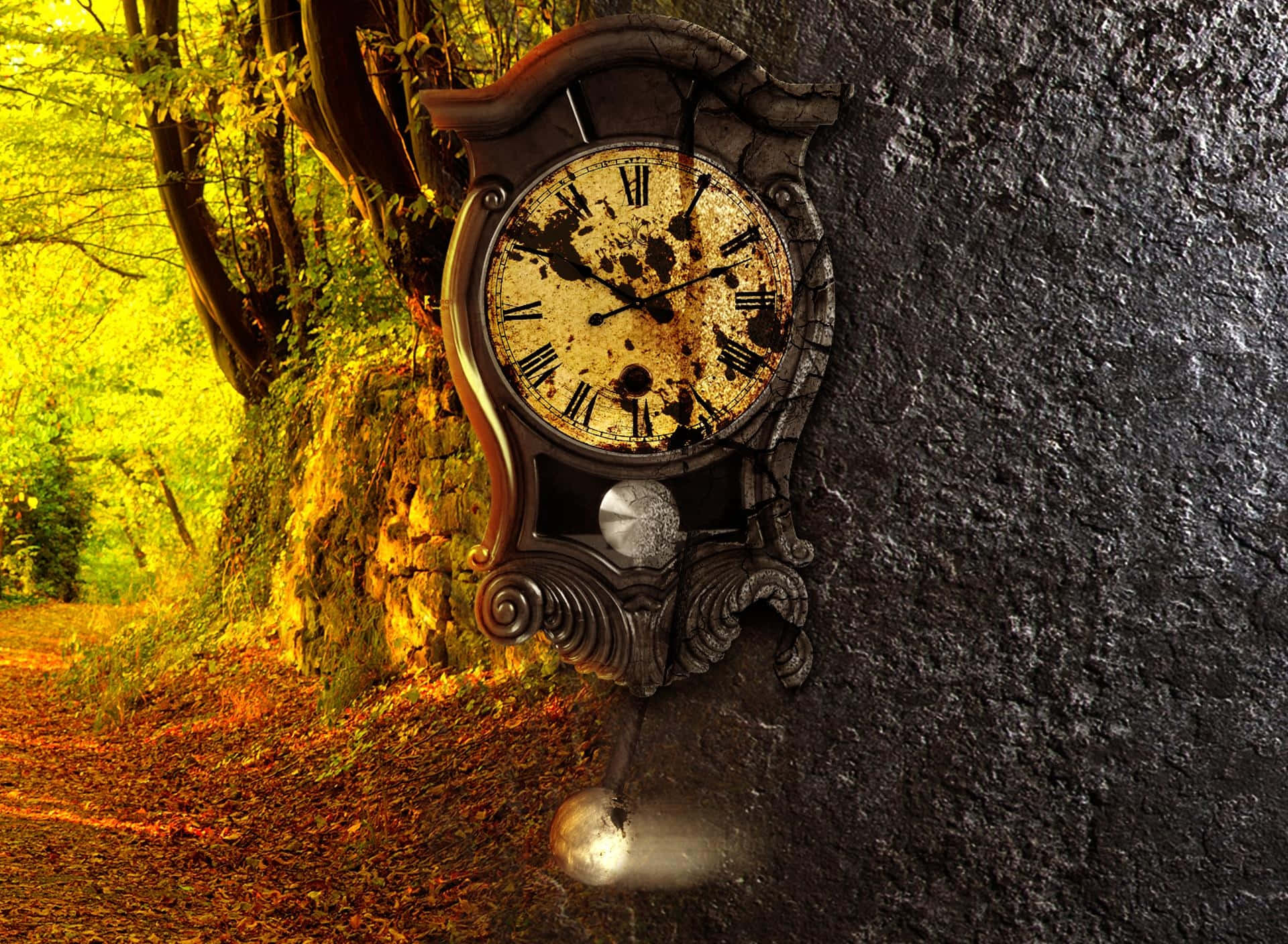 Time Clock On The Tree Background