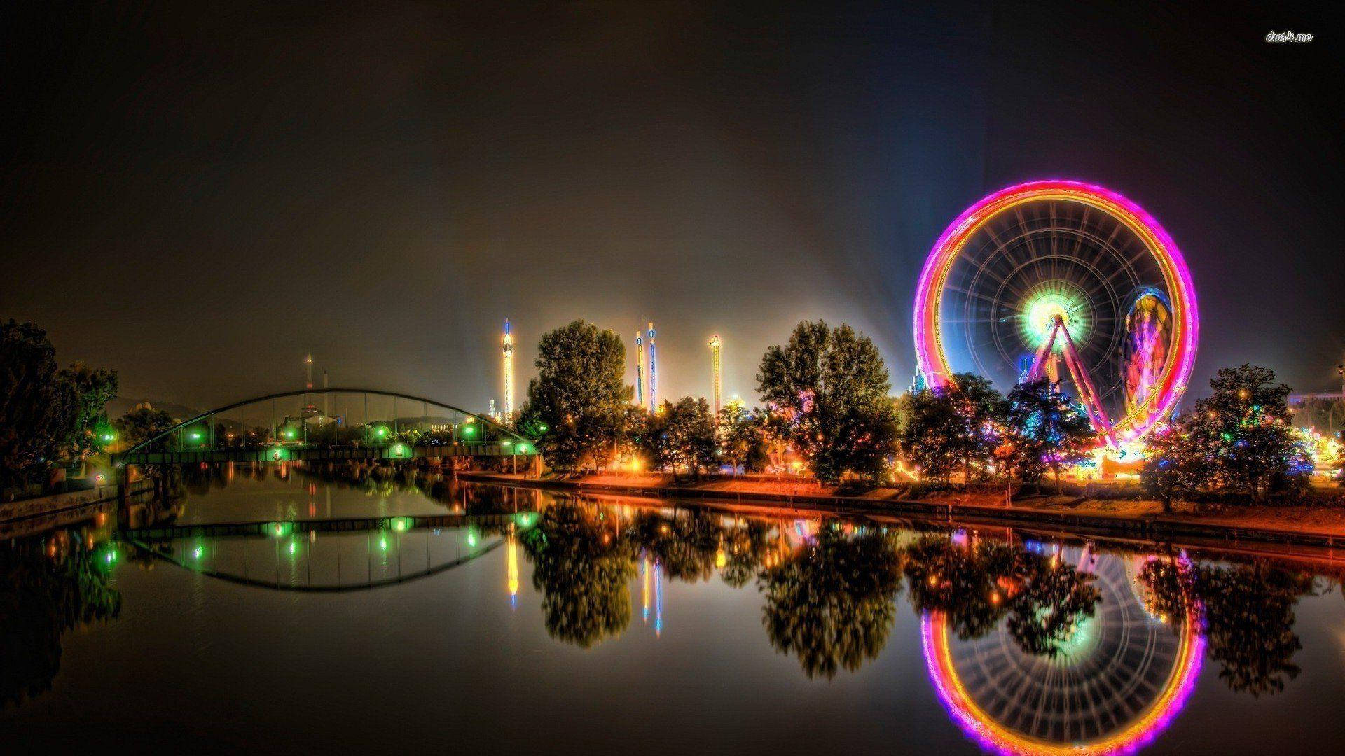 Timelapse Ferris Wheel Amusement Park Background