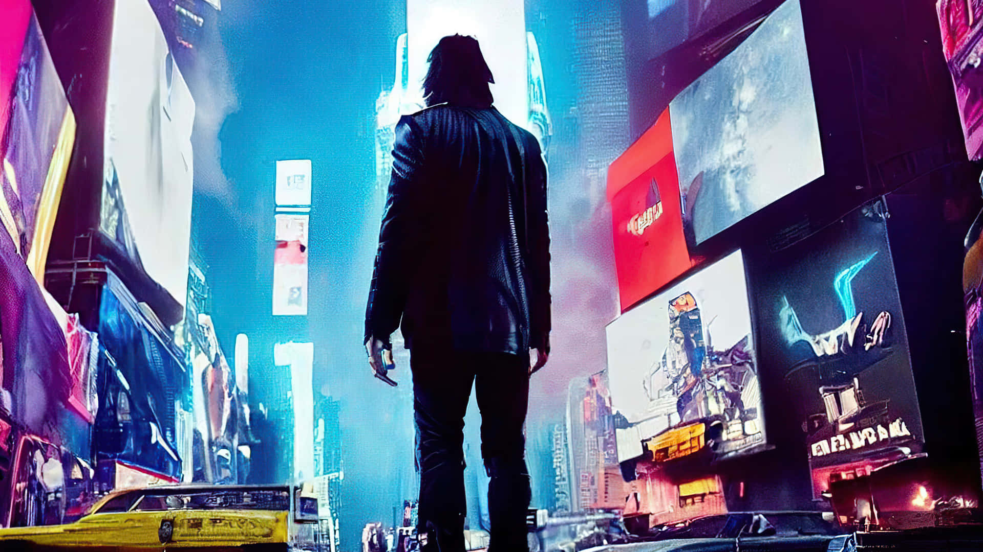 Times Square At Night; The Center Of New York City Background