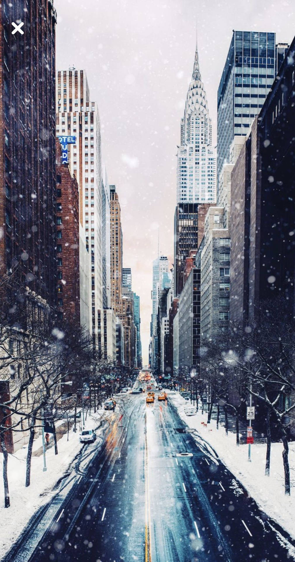 Times Square Buildings In Winter Background