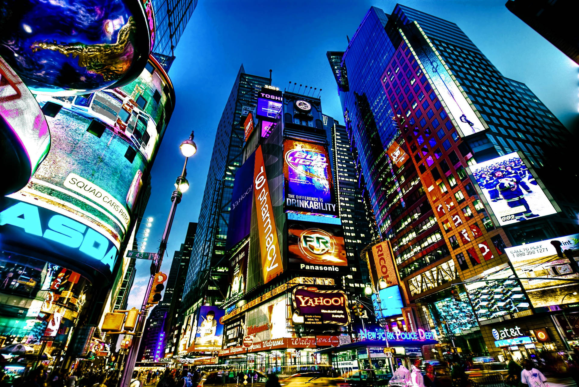 Times Square Buildings With Lights Background