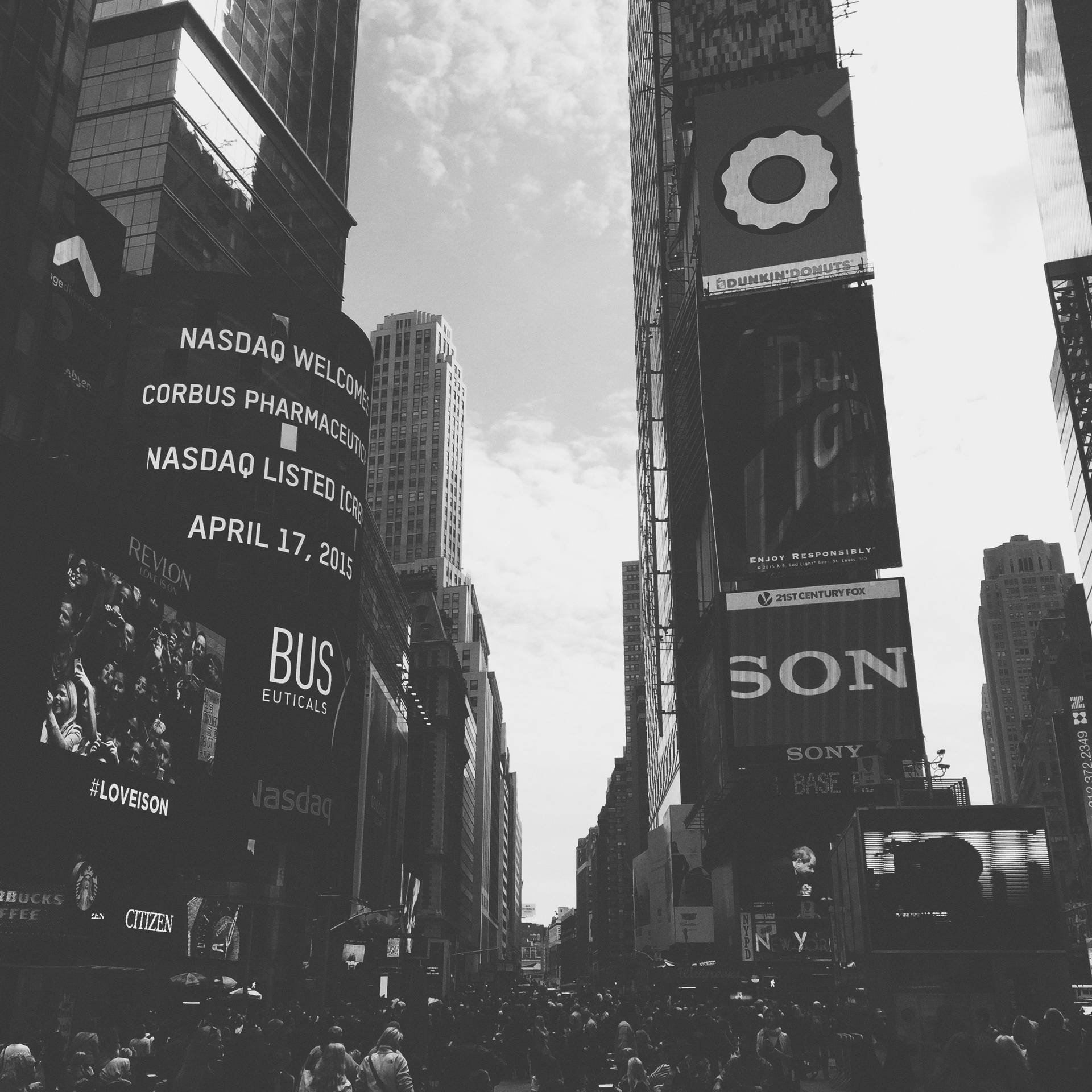 Times Square New York Black And White Background