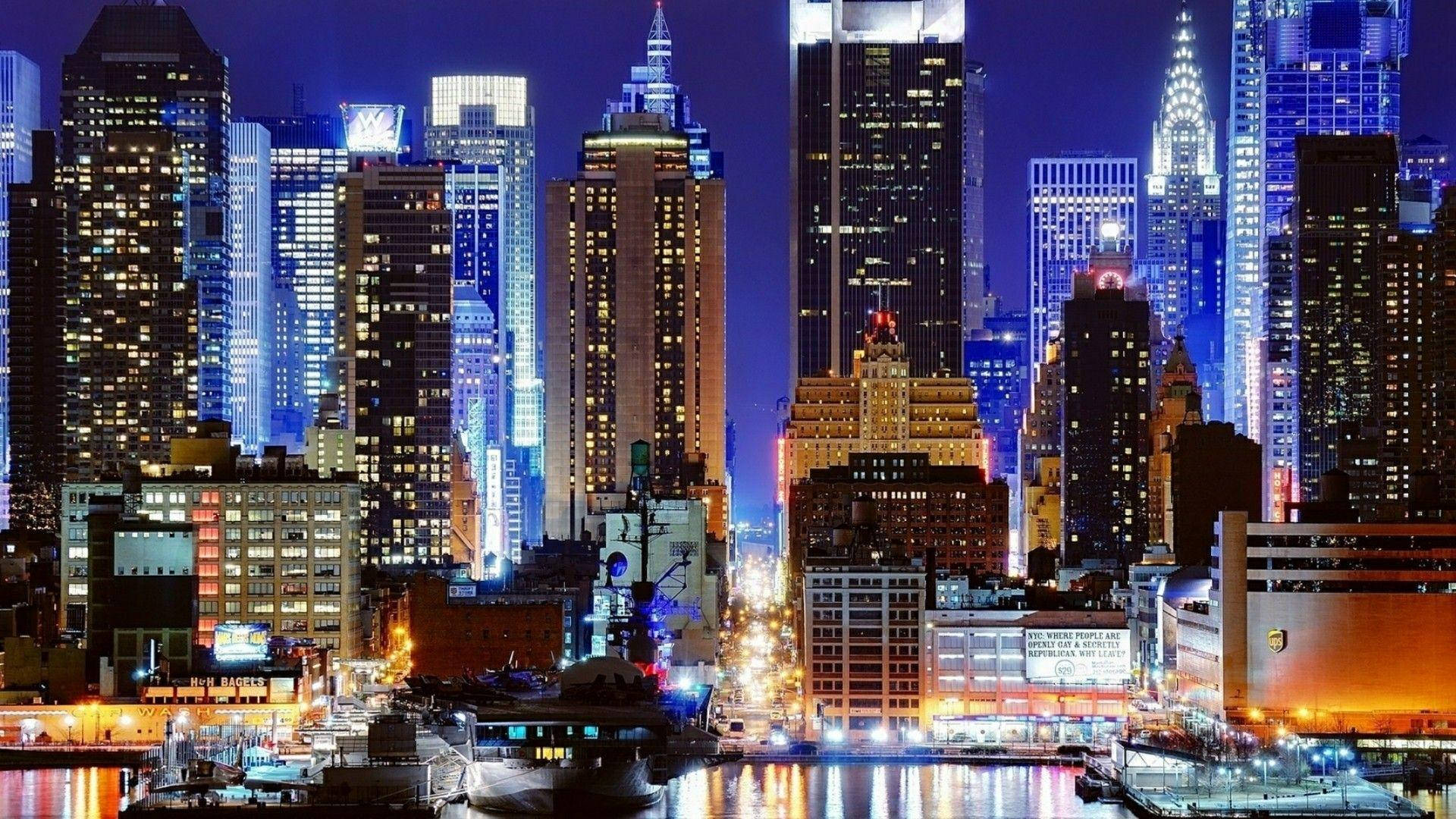 Times Square New York Night Background