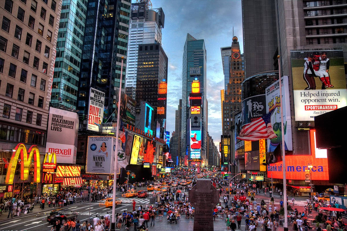 Times Square Packed Crowd Background