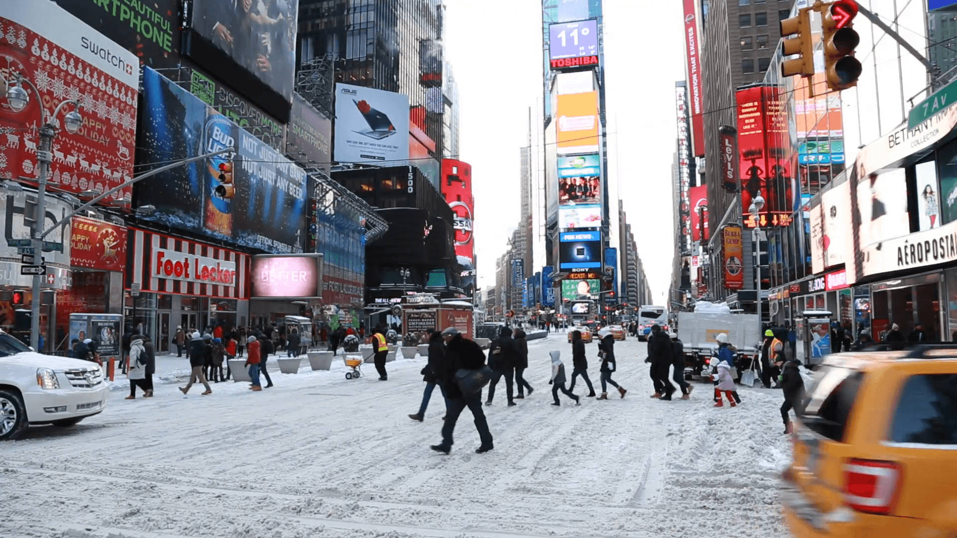 Times Square People Crossing Background