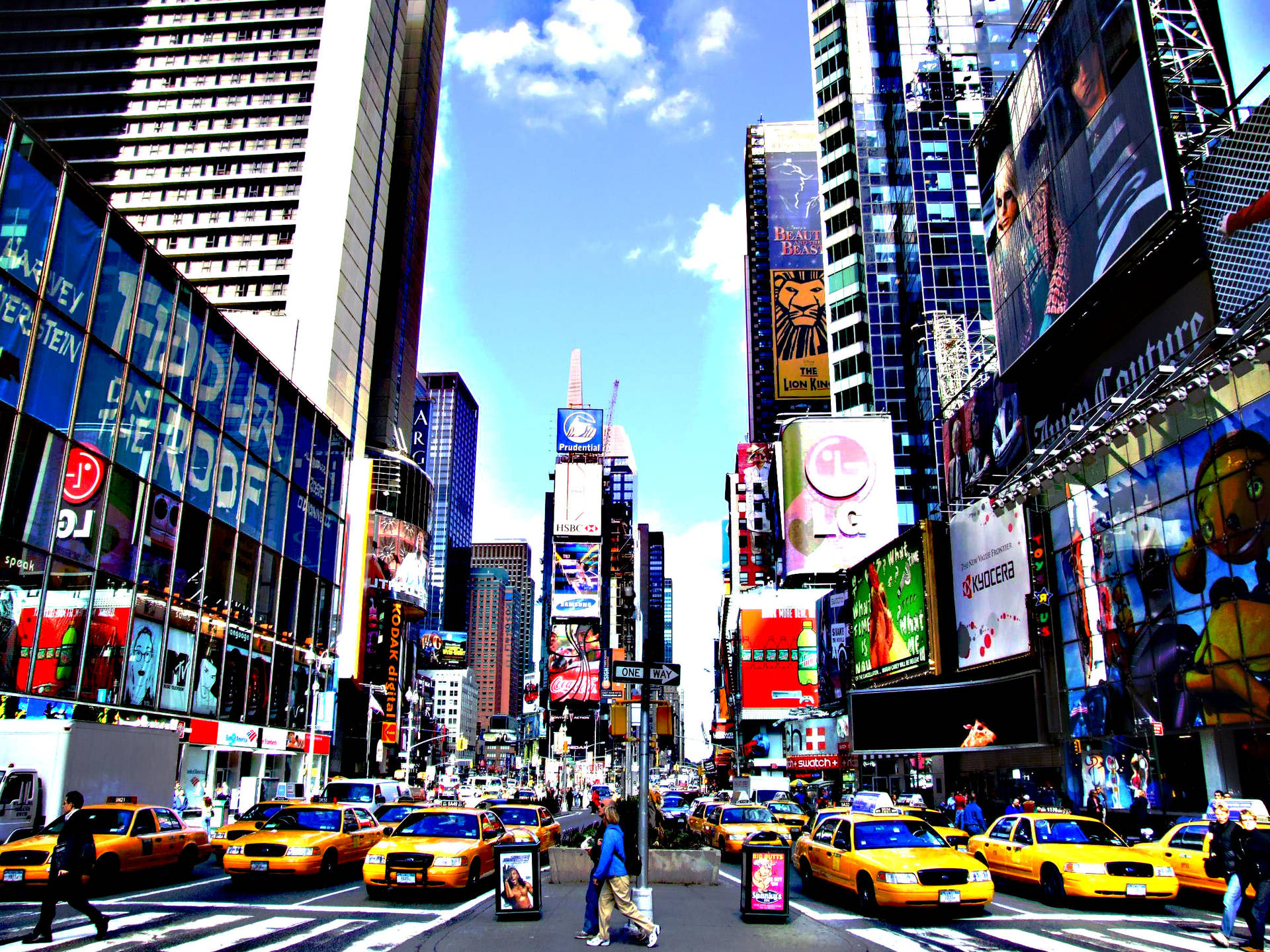 Times Square Taxi Cabs Background