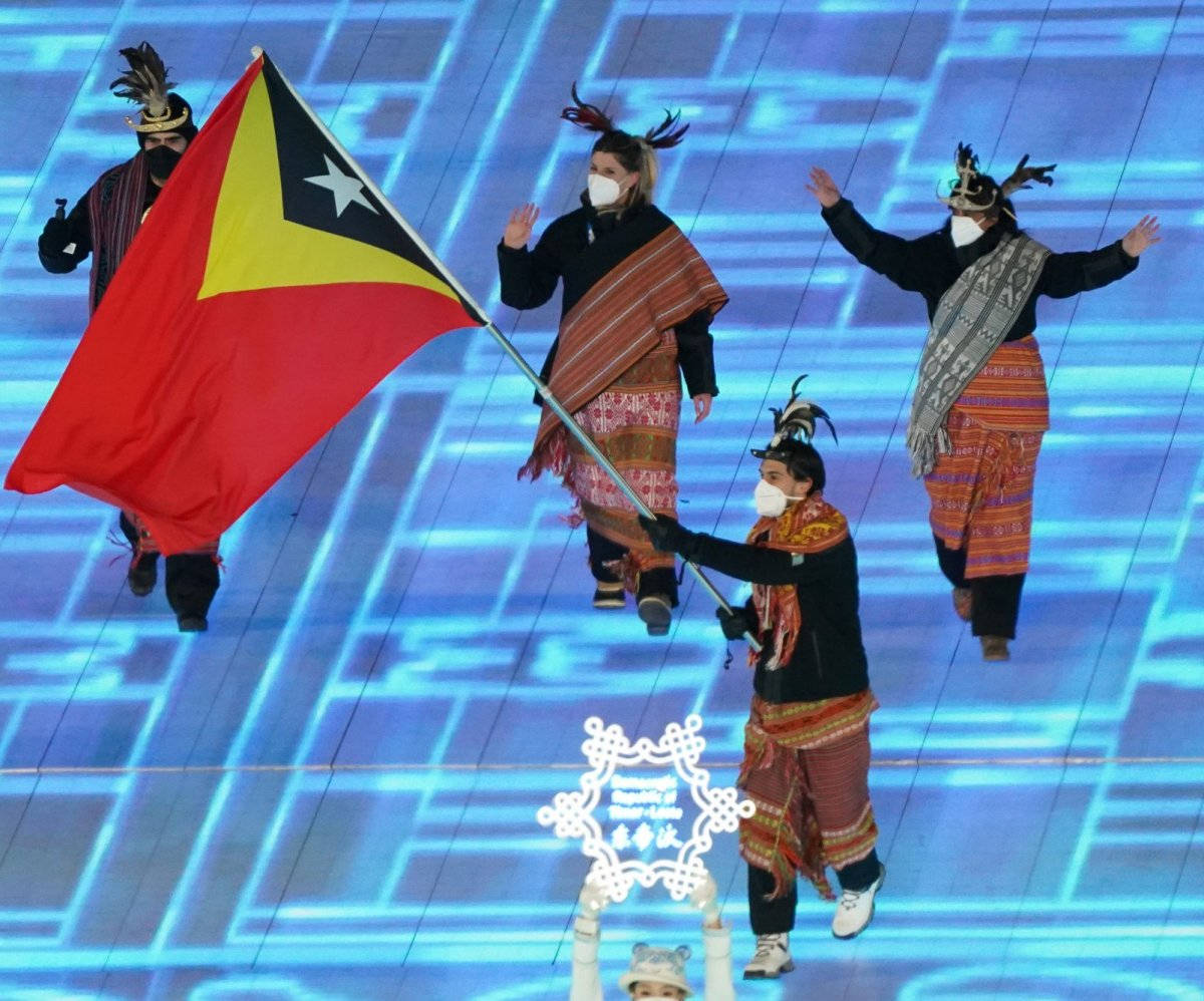 Timor Leste Flag Waving Olympic Games Background