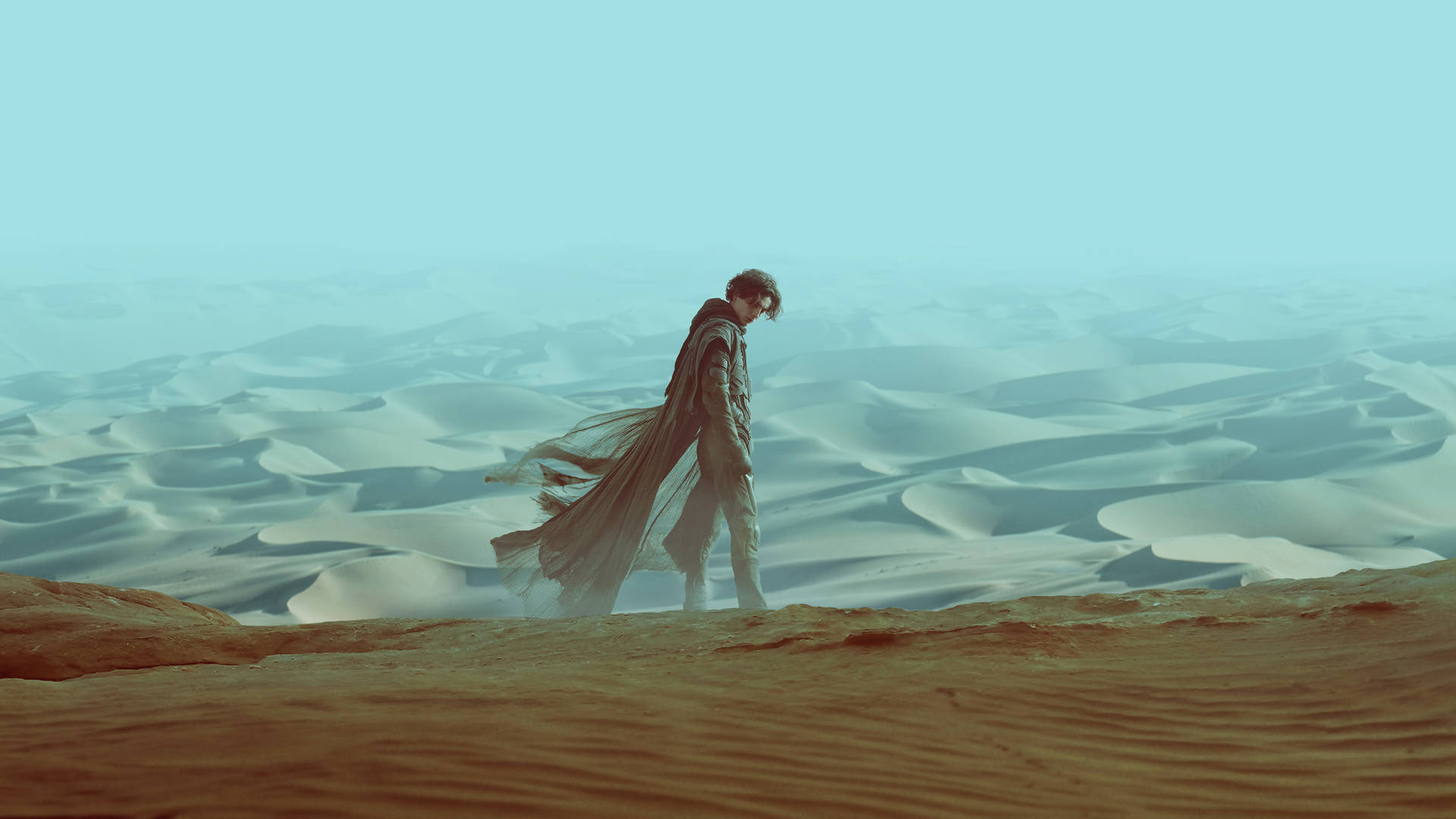 Timothée Chalamet Dune Outfit With Cape Background