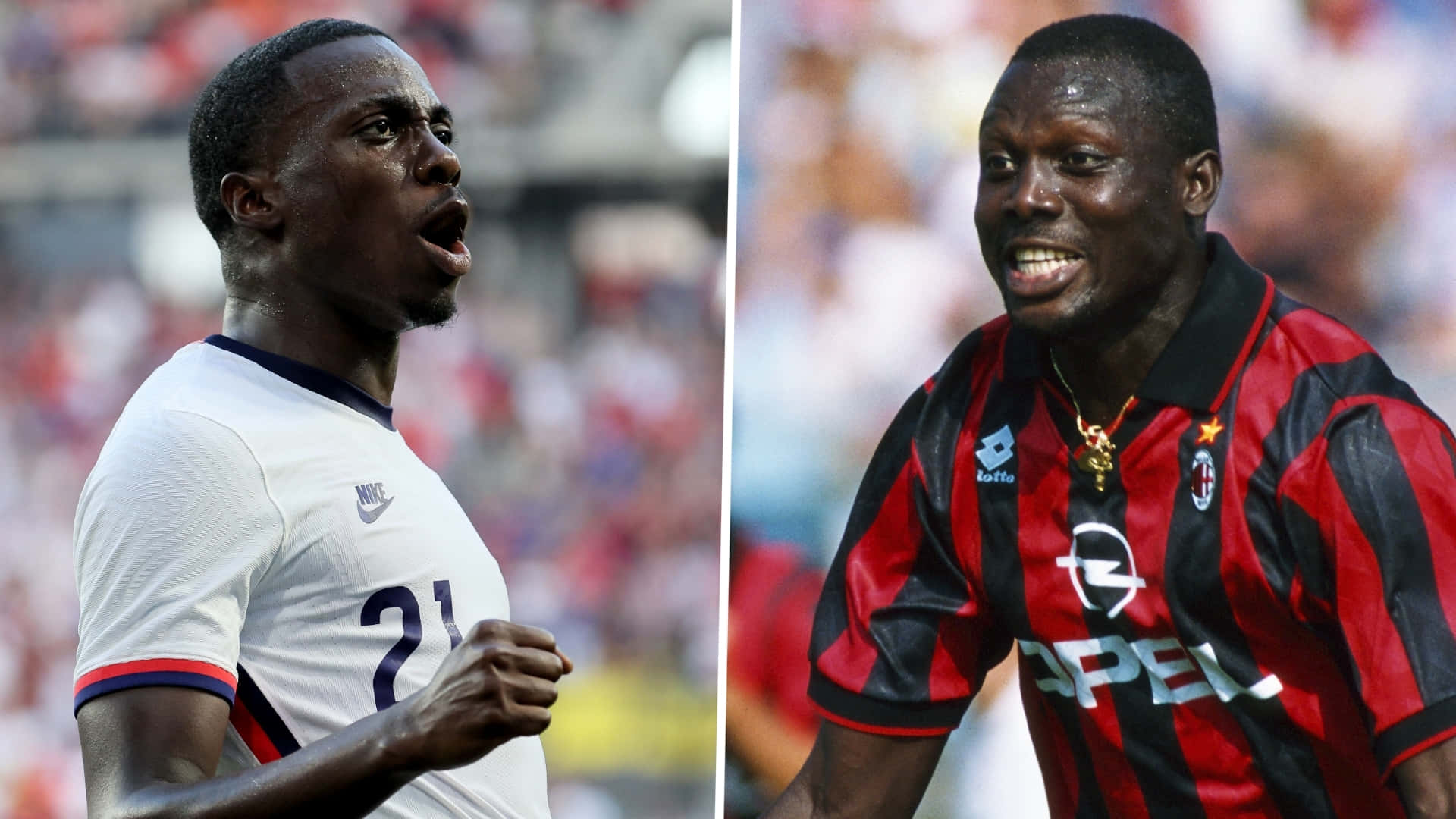 Timothy Weah And George Weah Split Background
