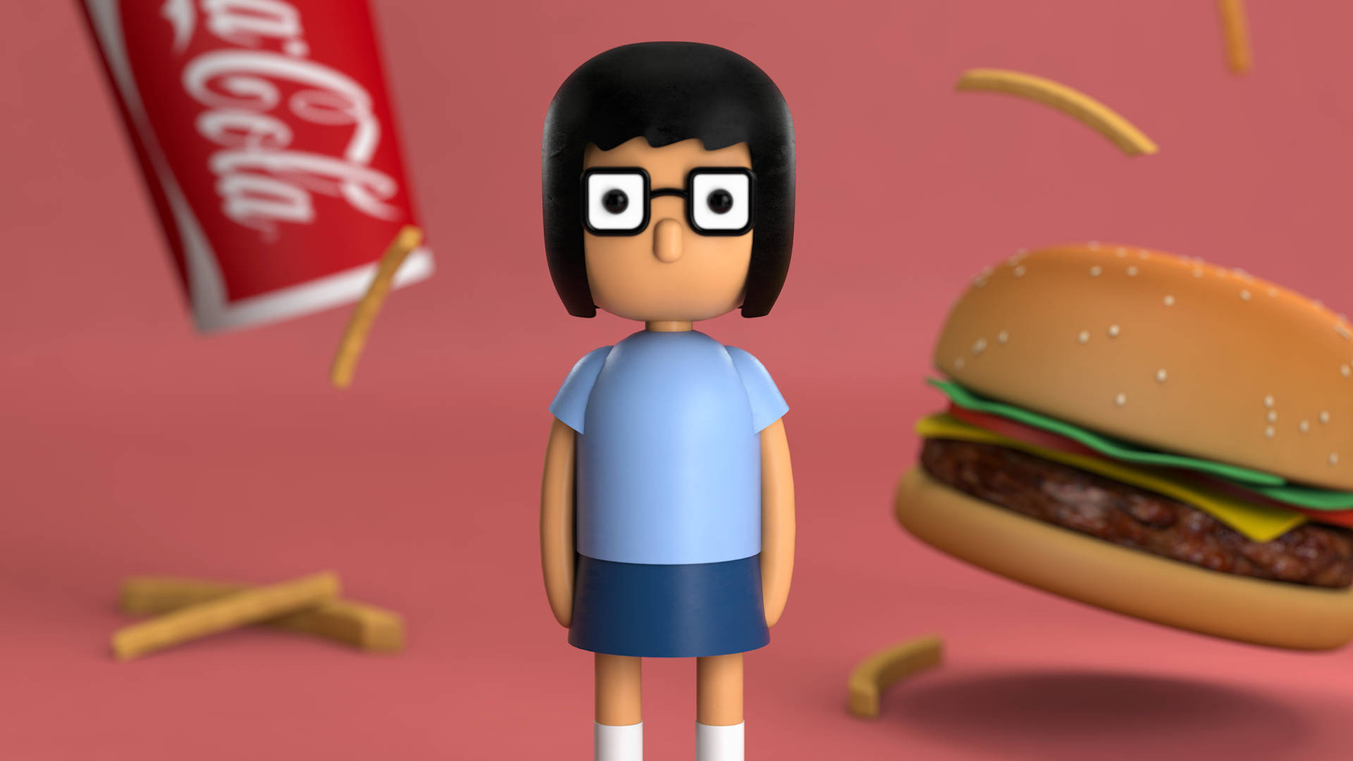 Tina Belcher From Bob's Burgers – Embracing Creativity In Clay Background