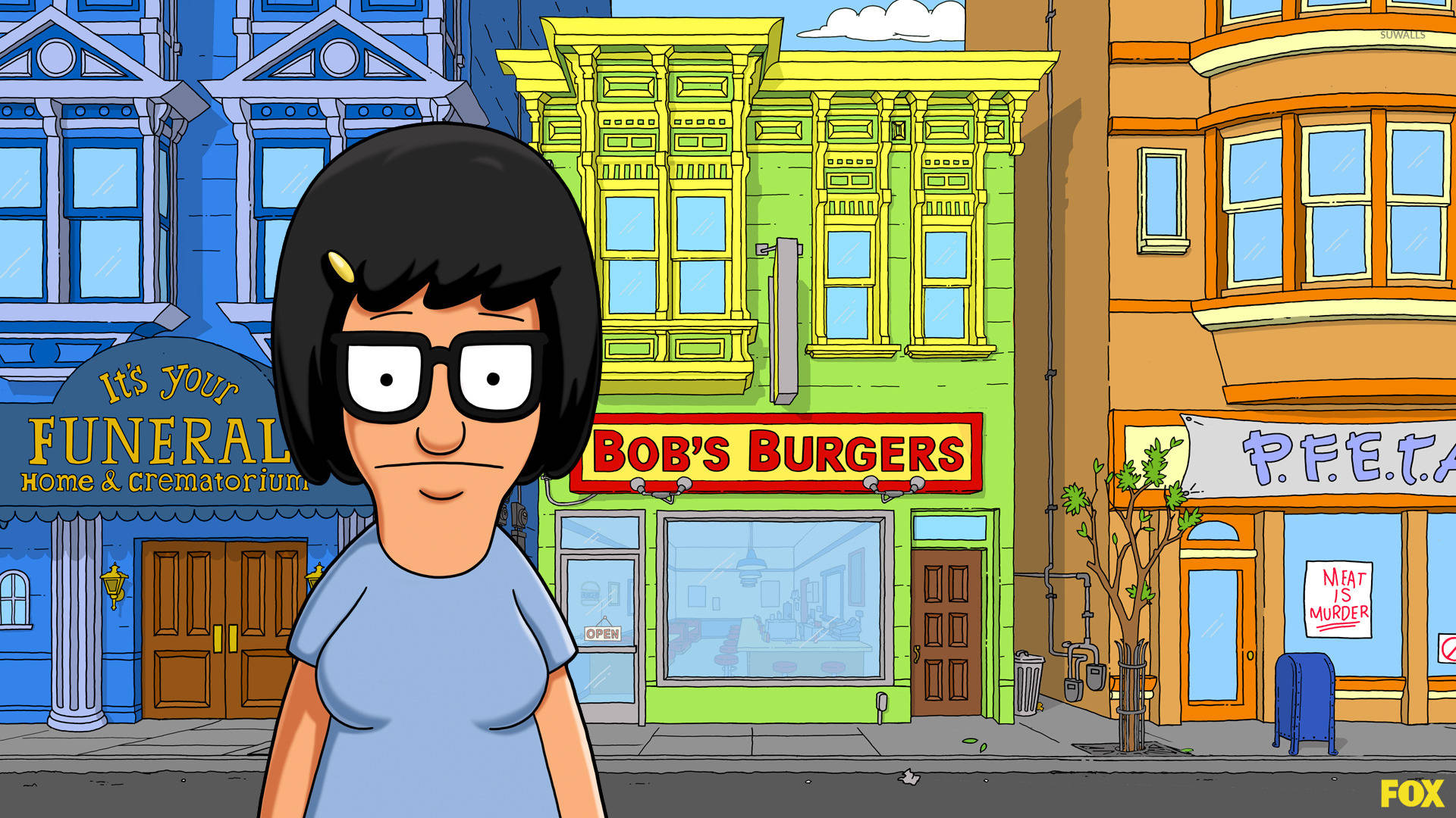 Tina Belcher In Bob's Burgers Store Background