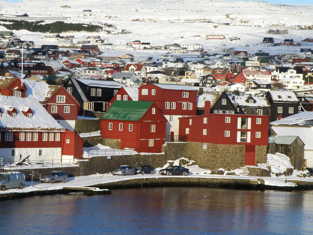 Tinganes In The Winter Background