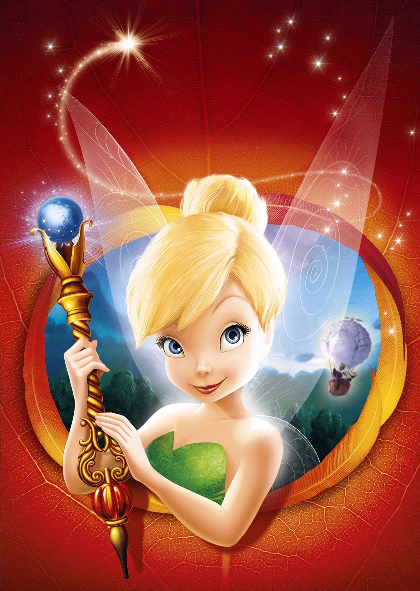 Tinker Bell Holding The Magic Staff Background