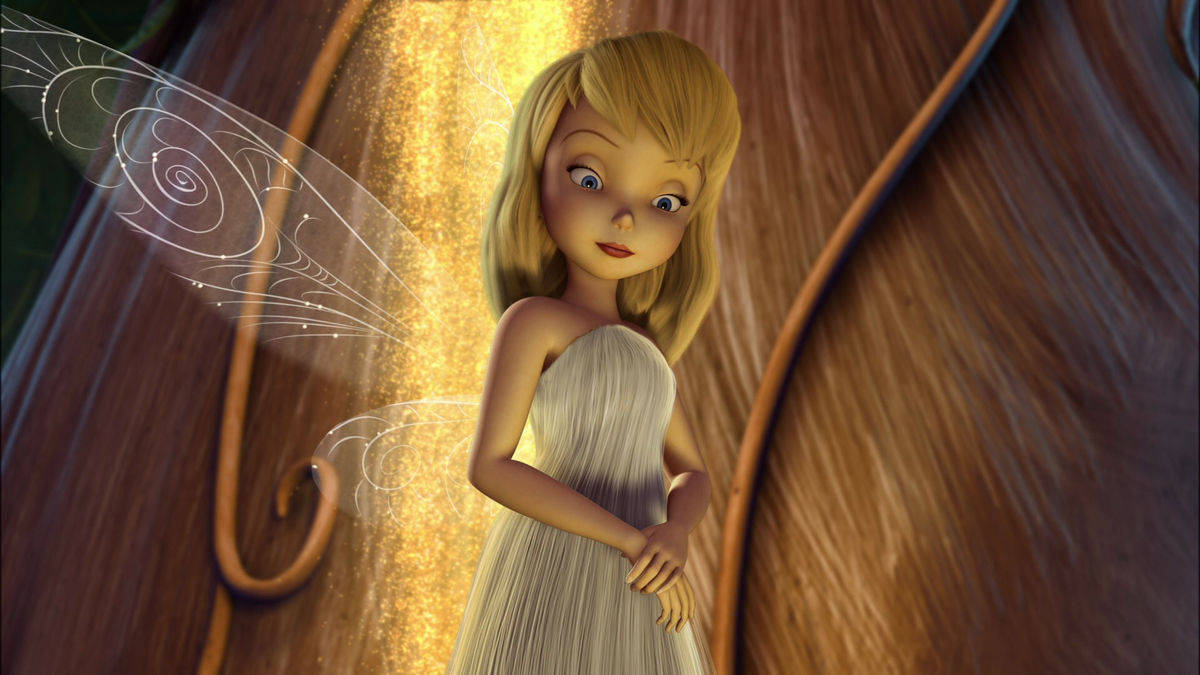 Tinker Bell In Silver Gown Background